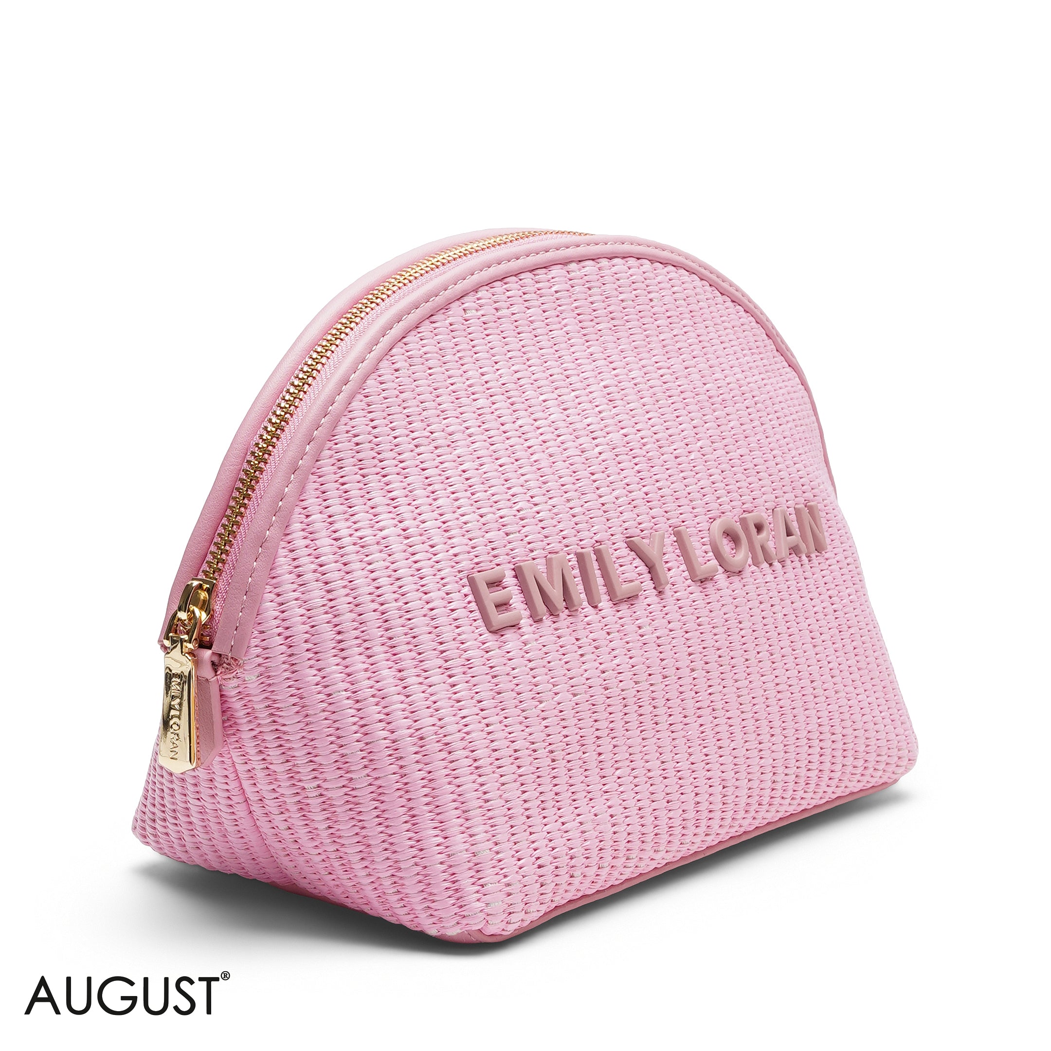 CHIC STRIPPED MAKEUP BAG WITH EMBOSSED LOGO