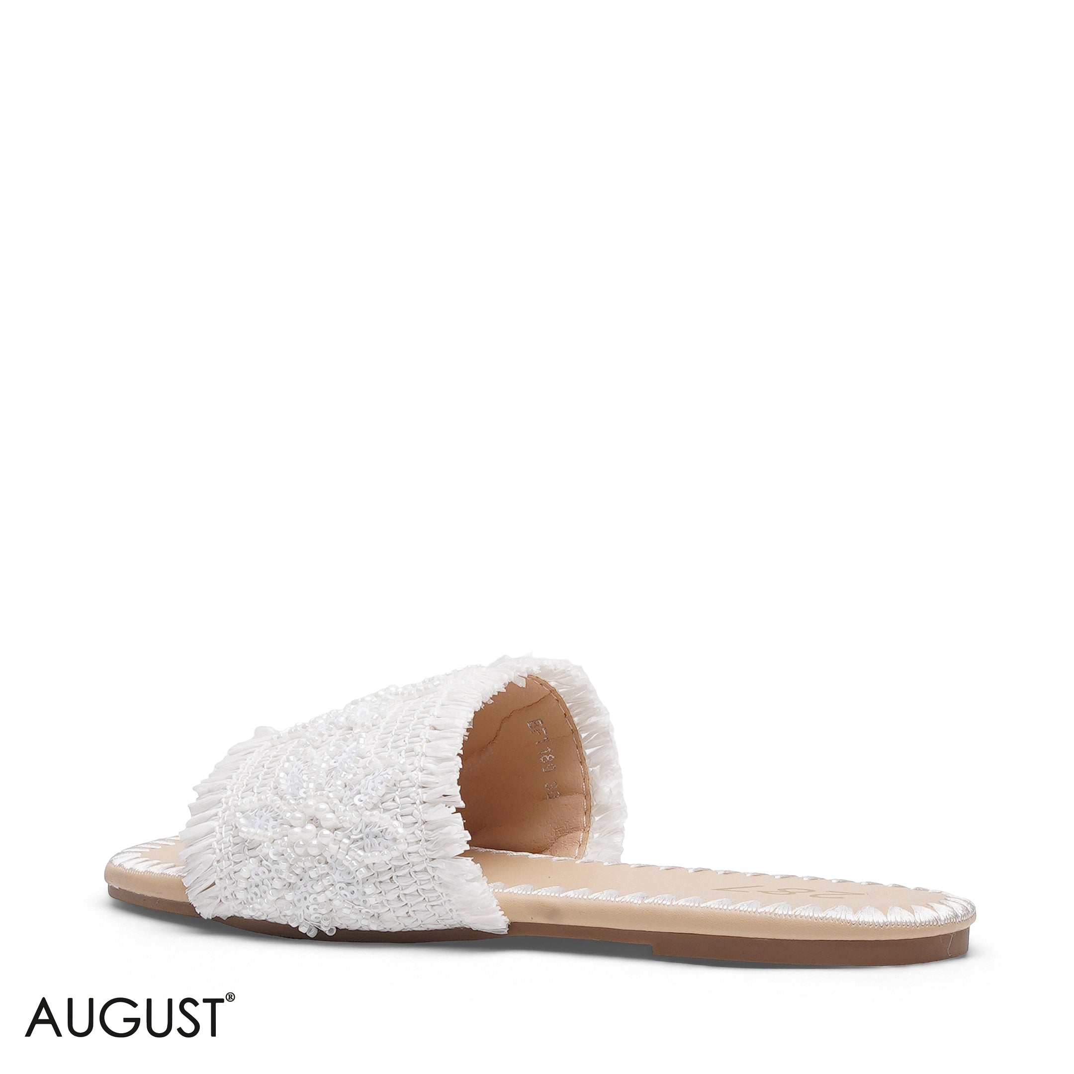 WHITE SLIPPER WITH BEADED EMBROIDERY