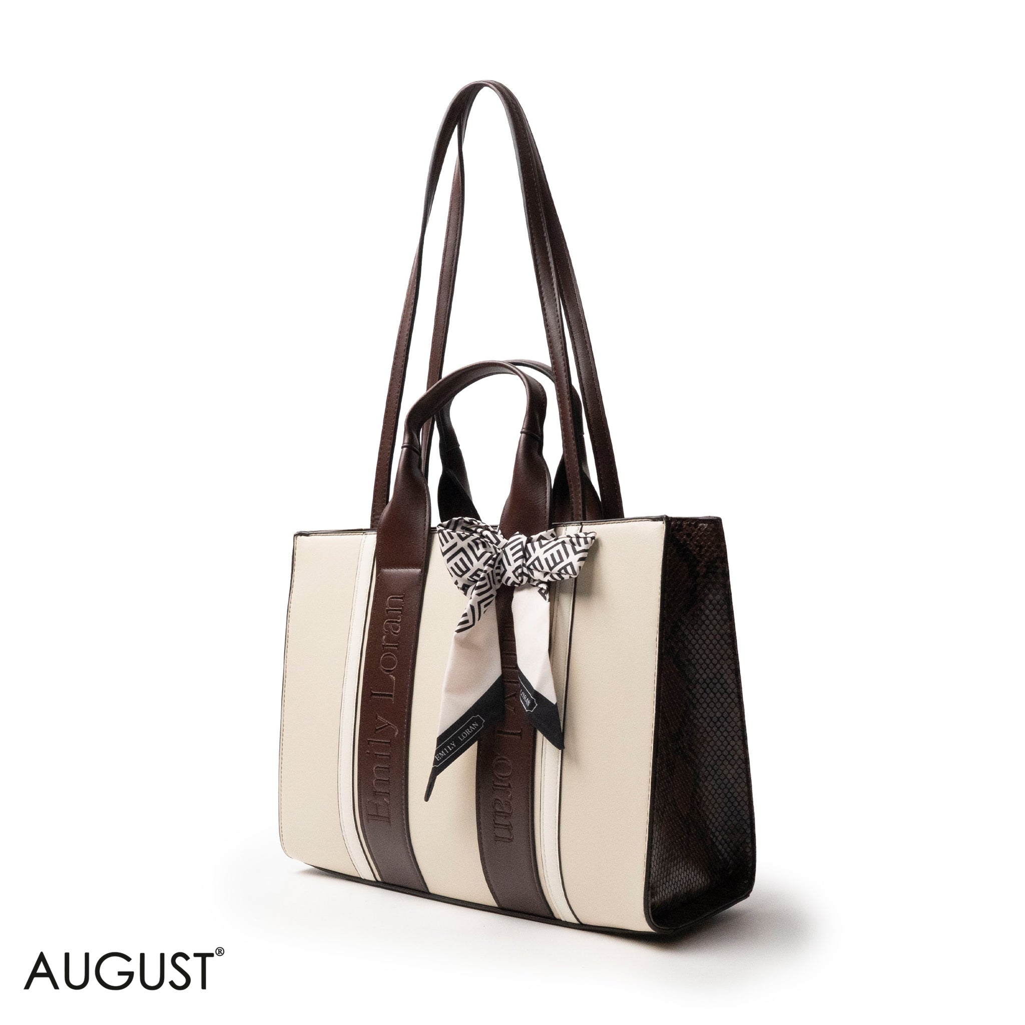 SPECIAL DESIGN LEATHER HANDBAG WITH SCARF - LARGE