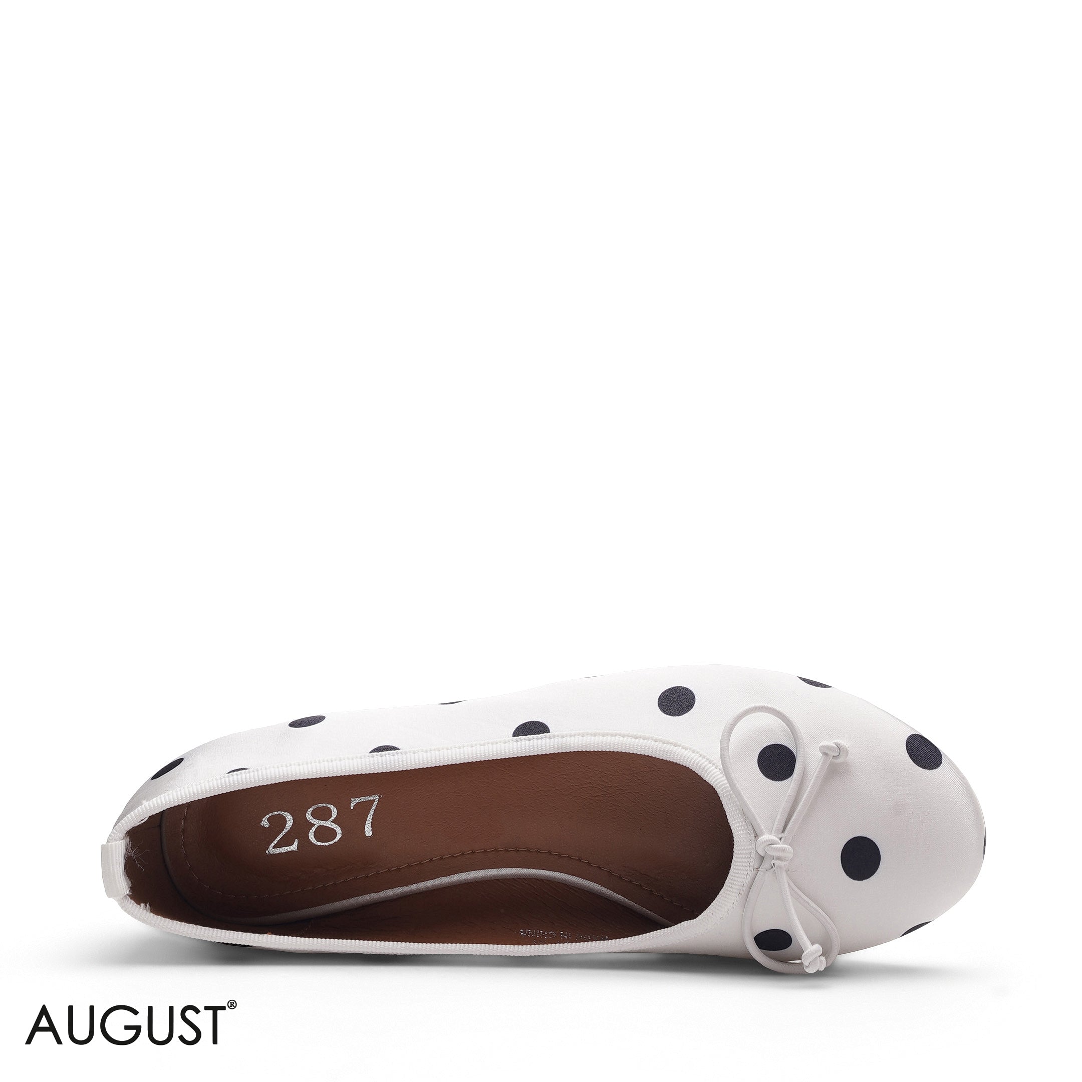 WHITE POLKA DOT FABRIC BALLET FLATS