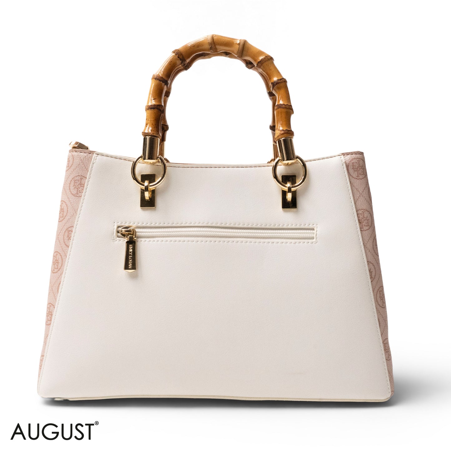 EMILY LORAN LEATHER,CANVAS HANDBAG WITH BAMBOO-HANDLED -MED