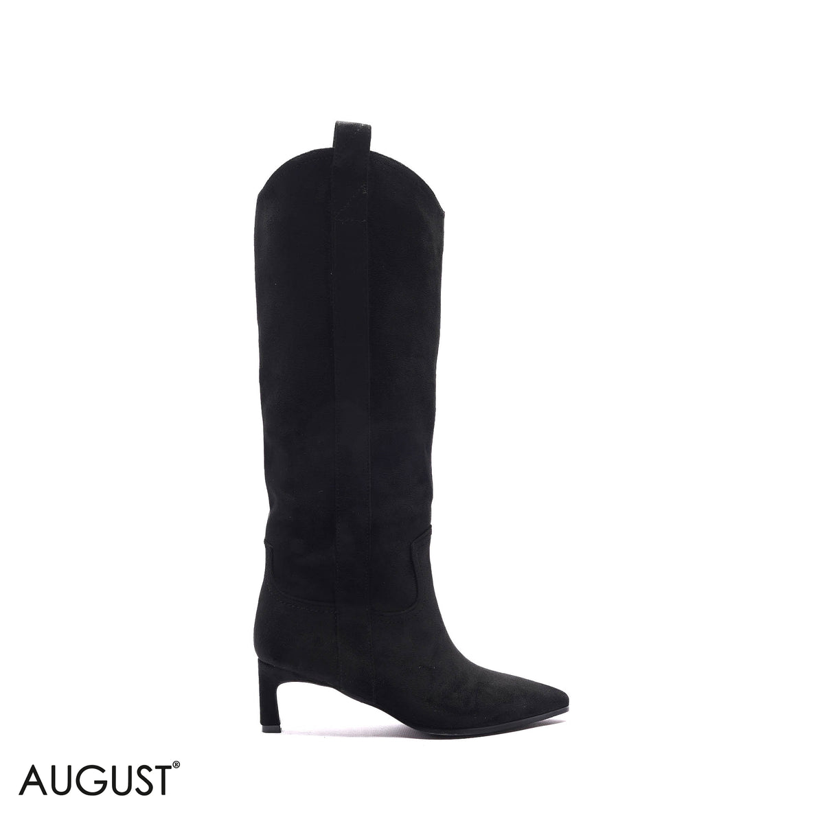 WESTERN KITTEN-HEEL SUEDE KNEE-HIGH BOOTS