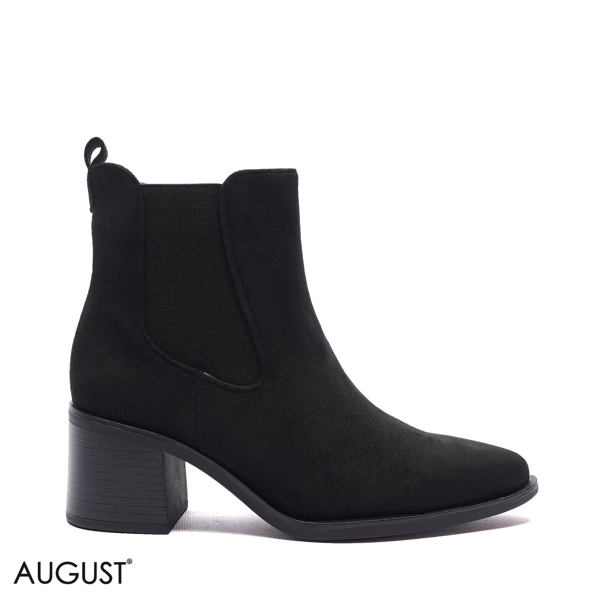 SUEDE GORE-PANEL BLOCK HEEL BOOTS