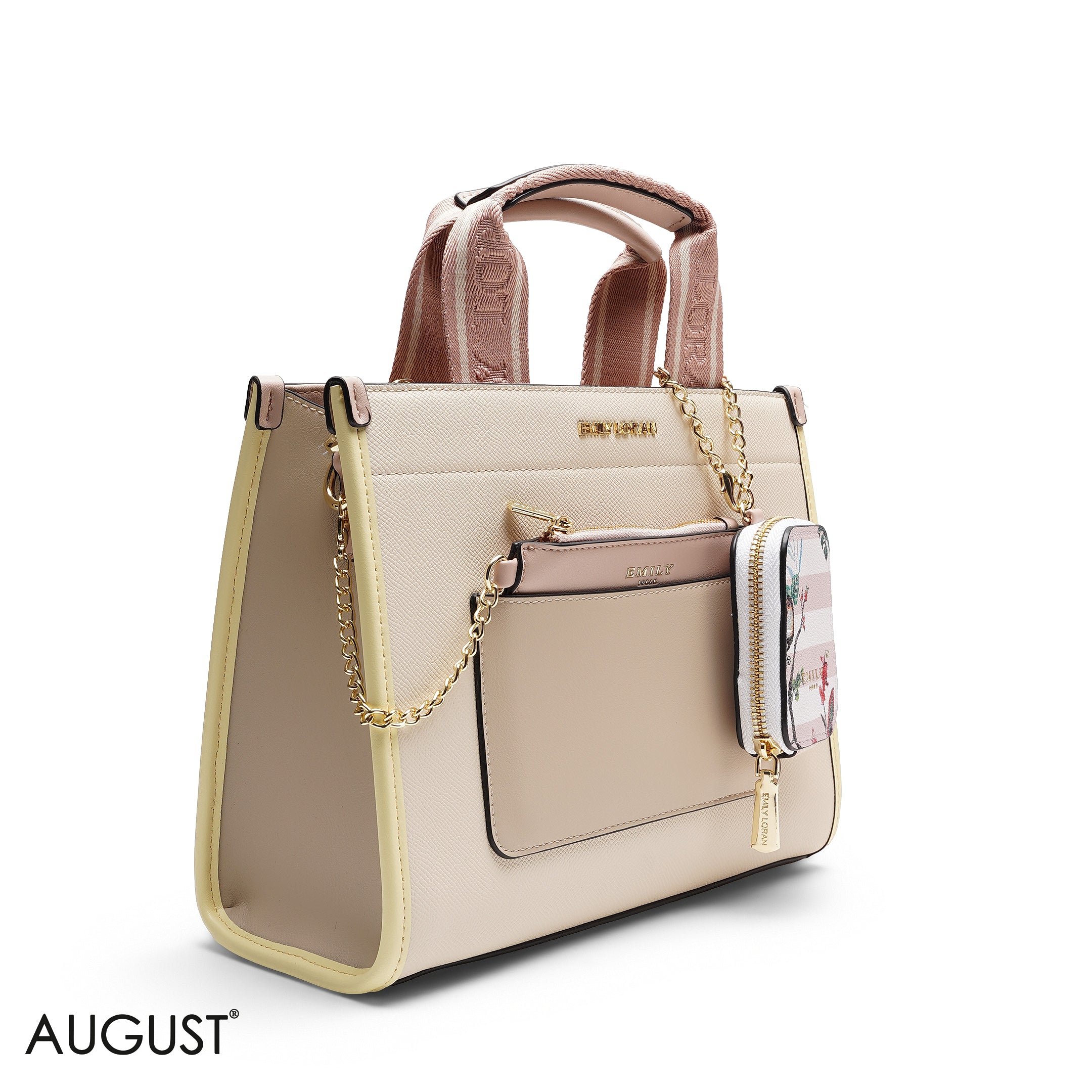 FLORAL STRUCTURED MULTI-POUCH TOTE BAG SET