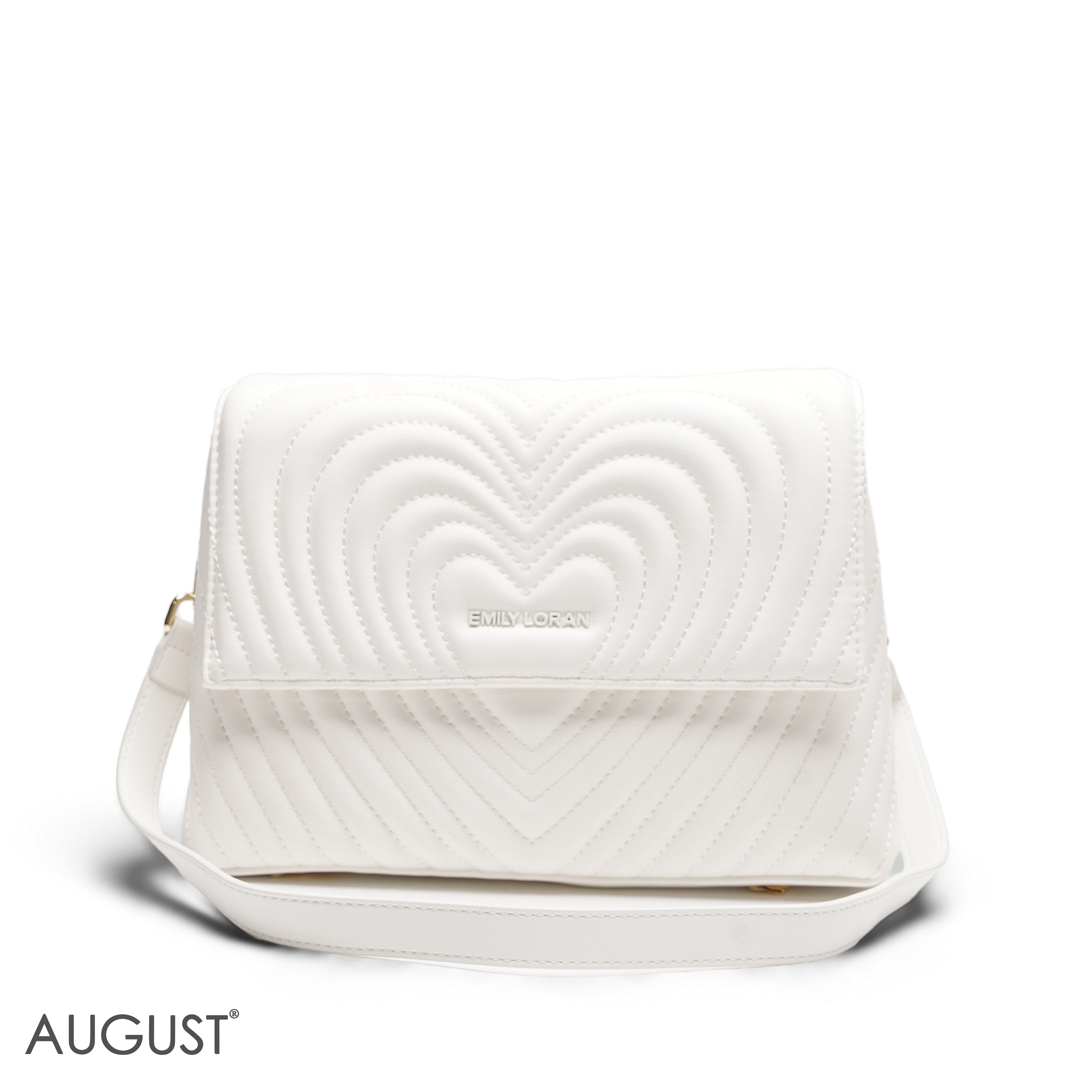 WHITE EMILY EMBOSSED LOGO TRAPEZE BAG - MED