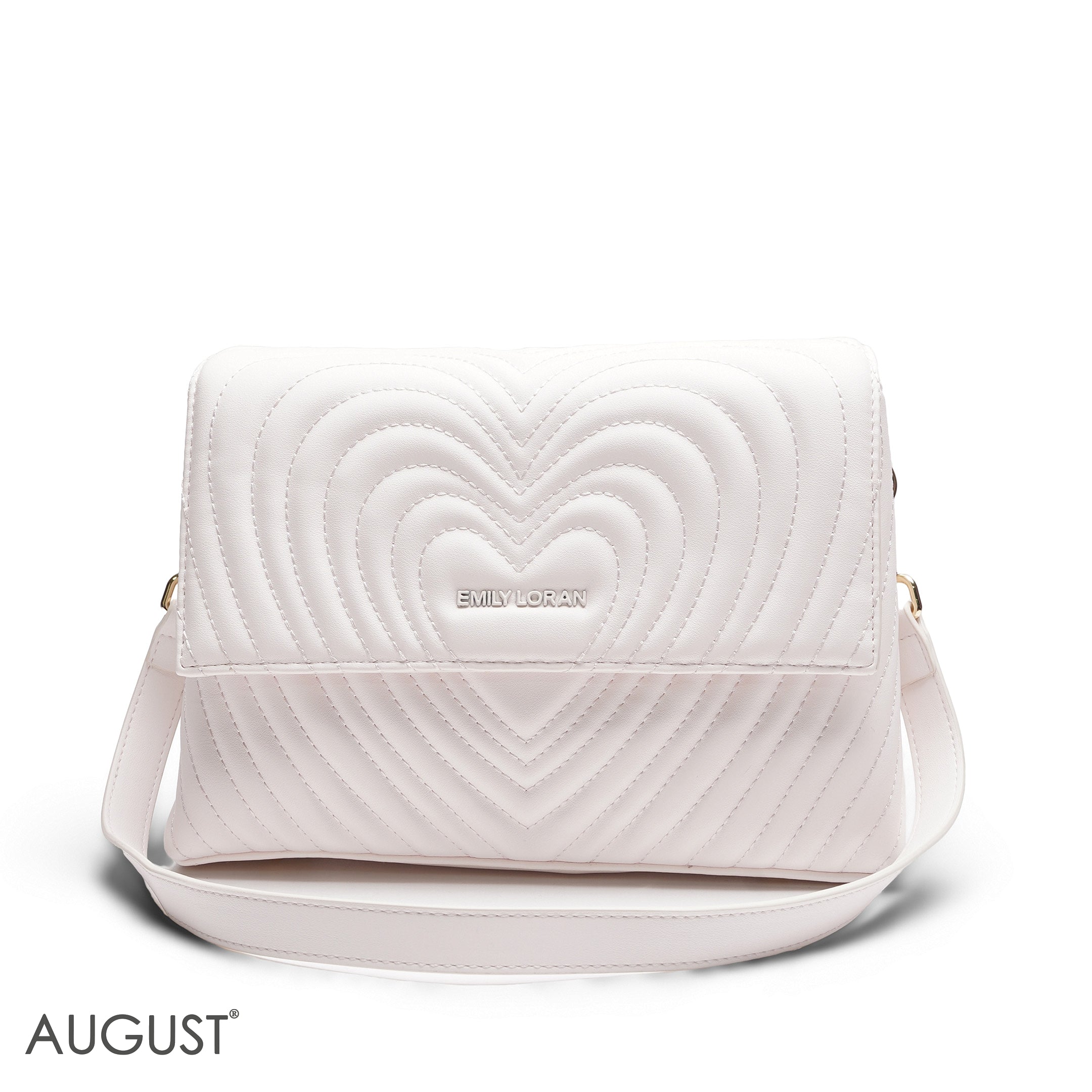 BABY PINK EMILY EMBOSSED LOGO TRAPEZE BAG - MED