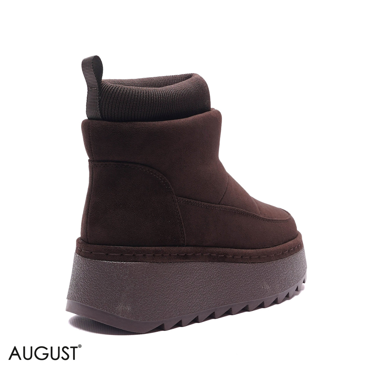 PLATFORM KNIT-COLLAR SUEDE BOOTS