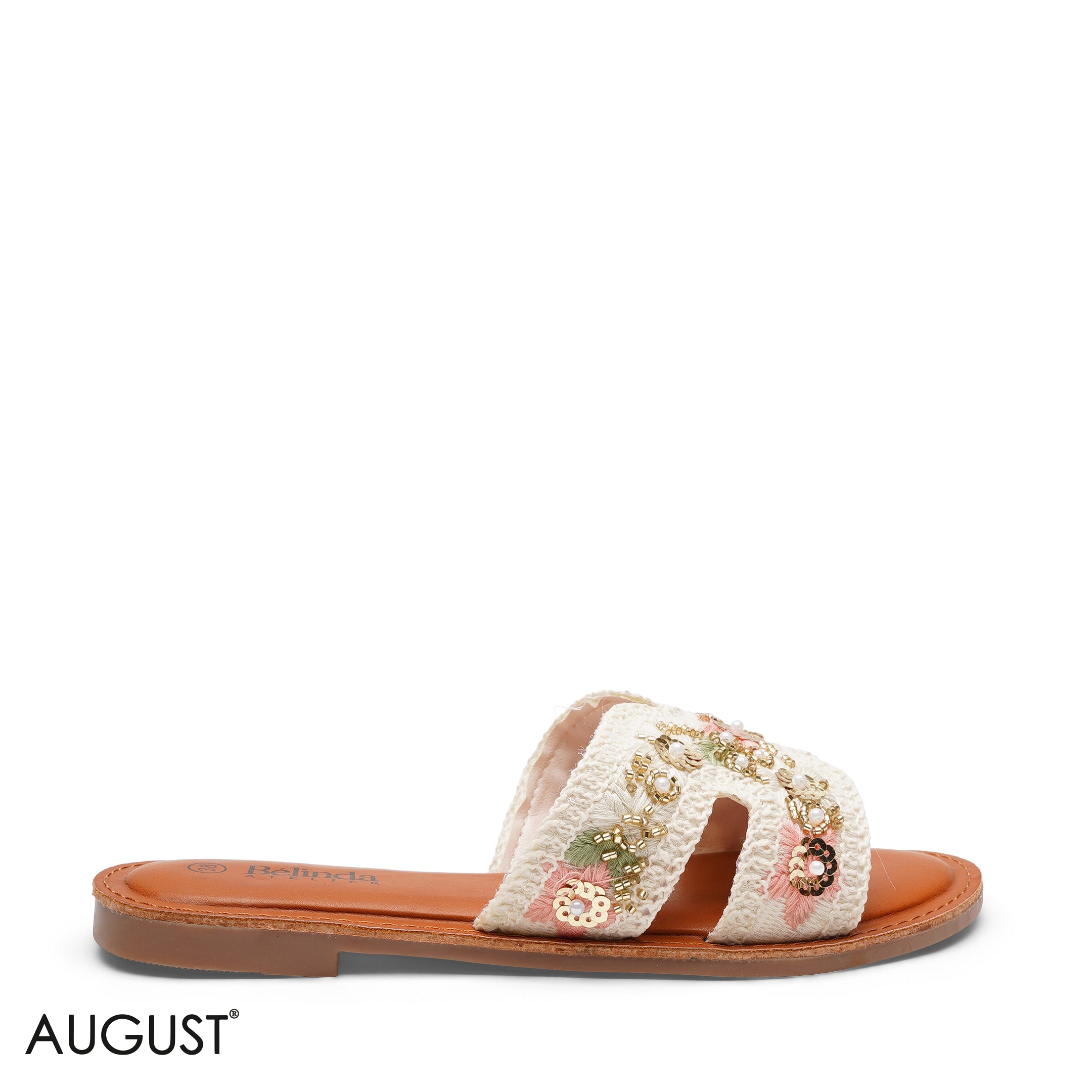 EMBROIDERED MACRAME CASUAL FLAT SLIDERS