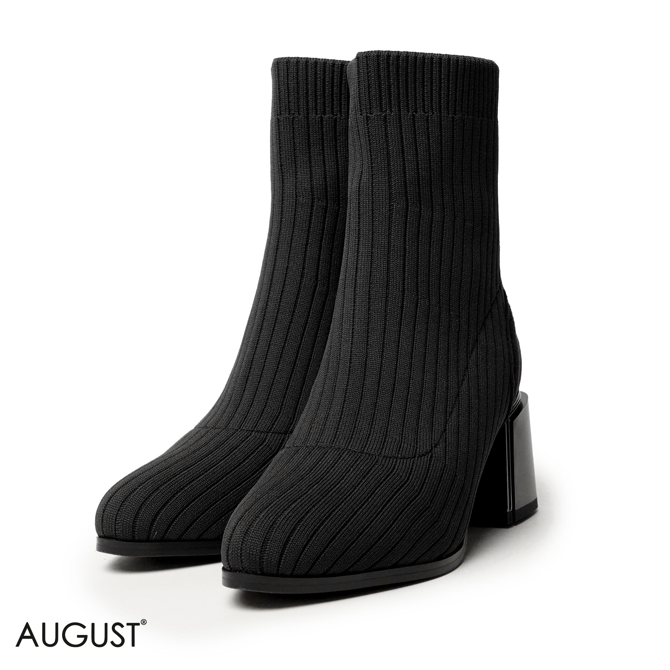 BLACK KINT FABRIC HEELED BOOTS WITH SUEDE TOUCH