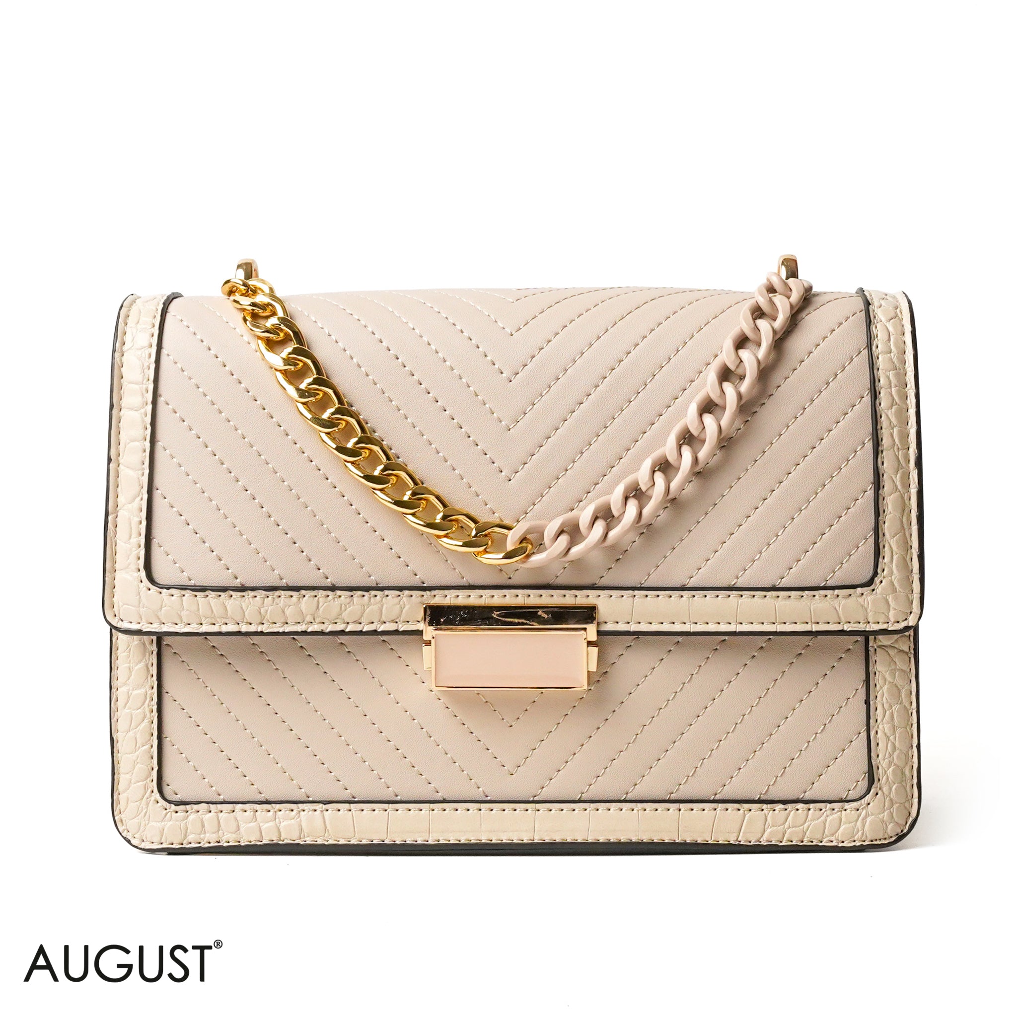BEIGE CROSS BAG WITH SIMPLE BUFF DETAIL - MED