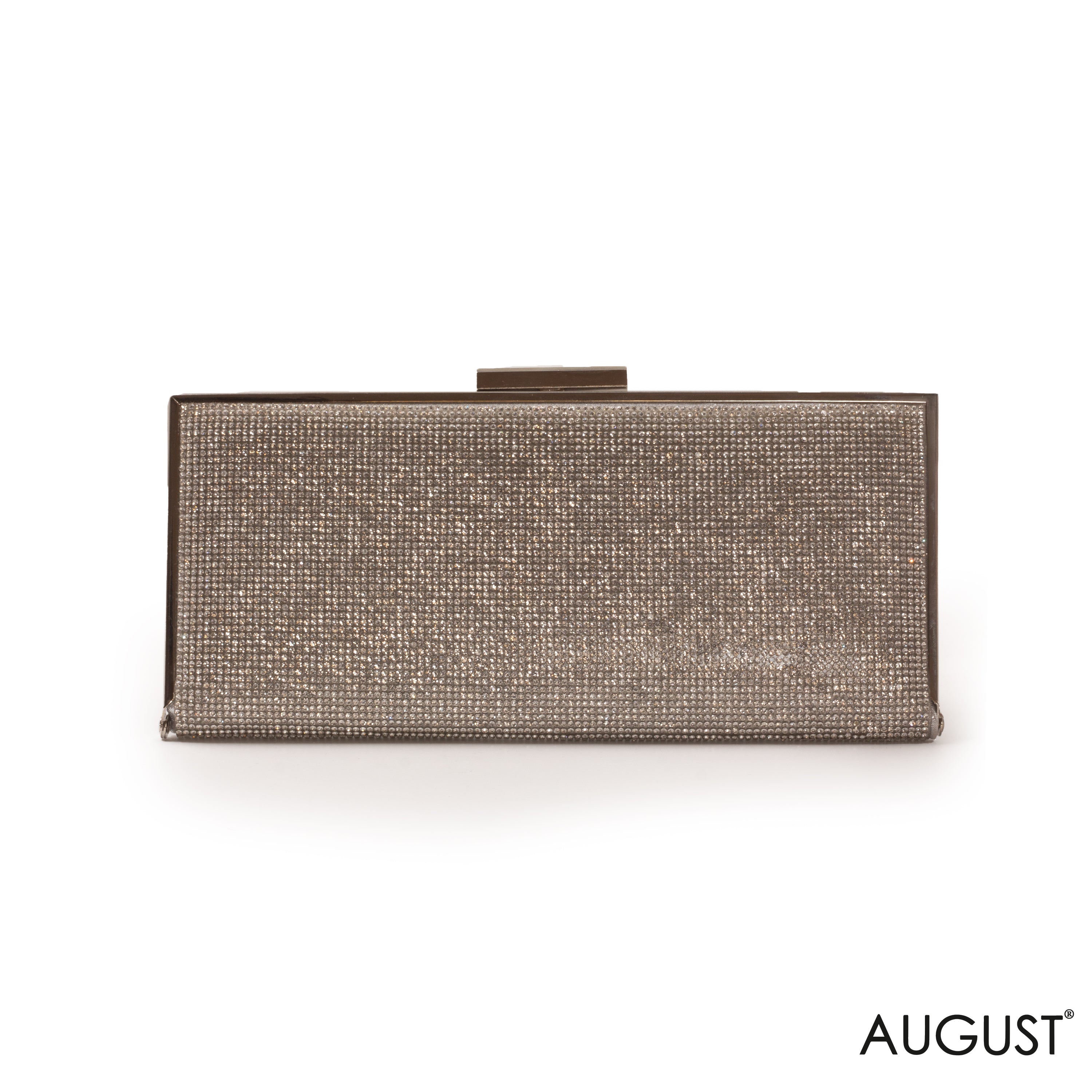 SPARKLY BEADED SILVER -TONED RECTANGULAR EVENING CLUTCH