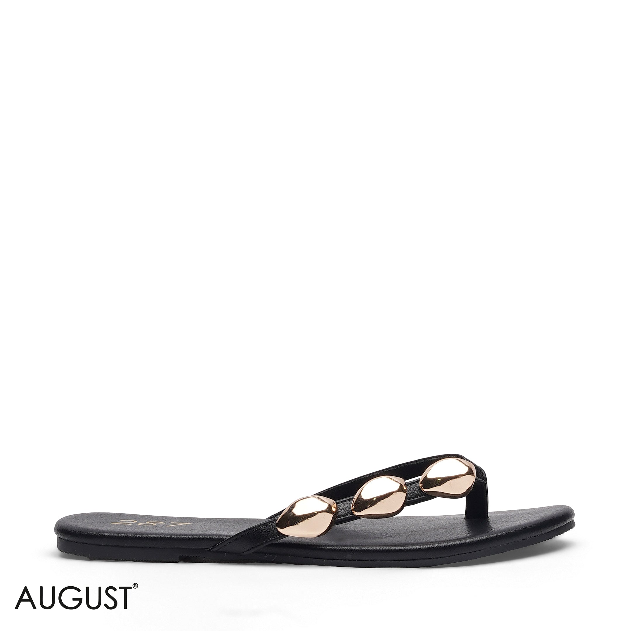 BLACK SLIPPER WITH METALLIC BEAD ACCENTS