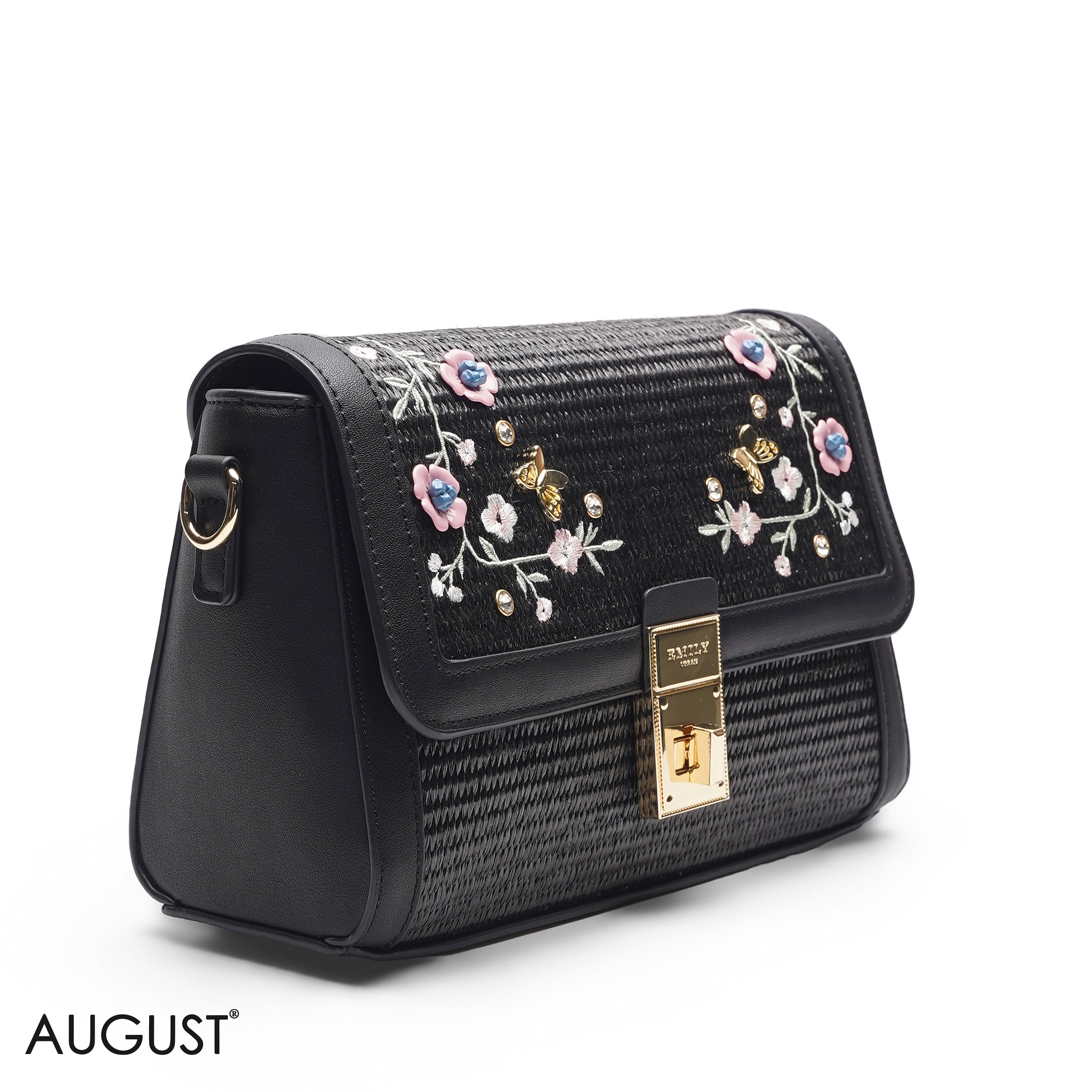 TEXTURED SCARF BLACK TOP HANDLE BAG - MED