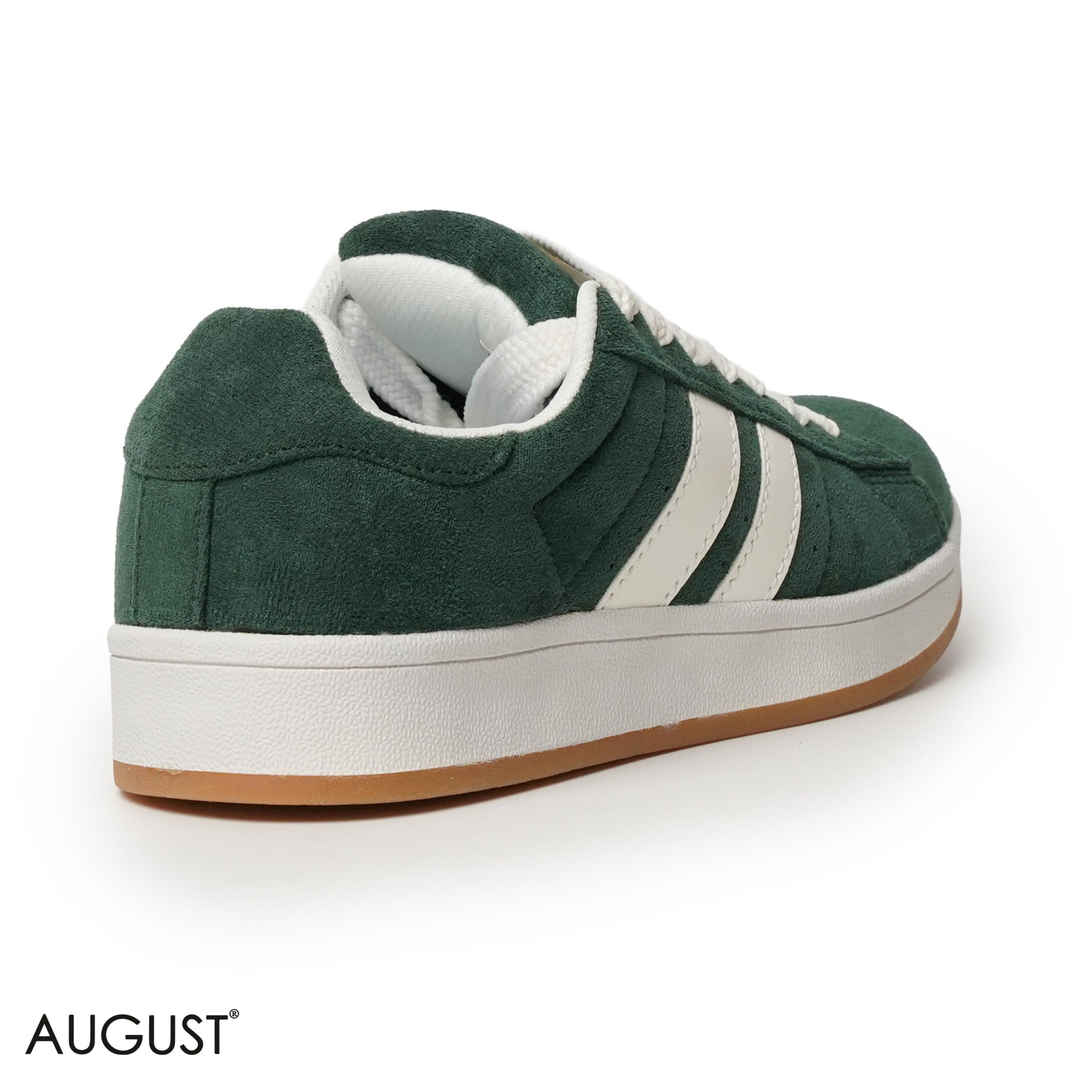 GREEN SUEDE UPPER SNEAKERS WITH RUBBER SOLE, CANVAS LACES