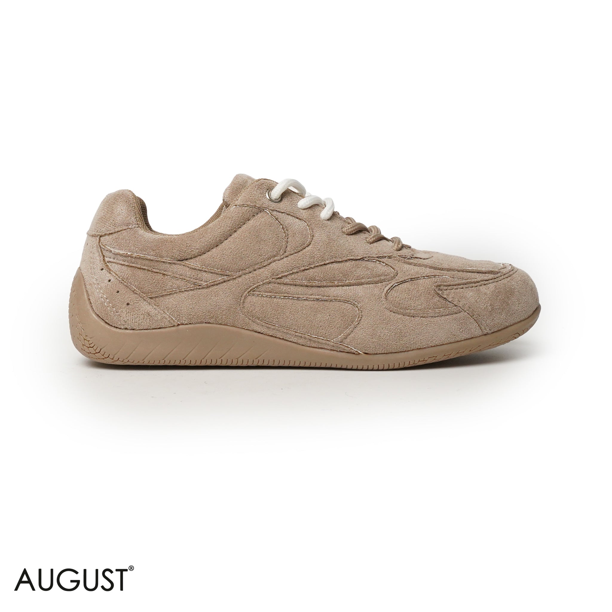 TAUPE CHAMOIS LEATHER SNEAKERS WITH COLORFUL BOND