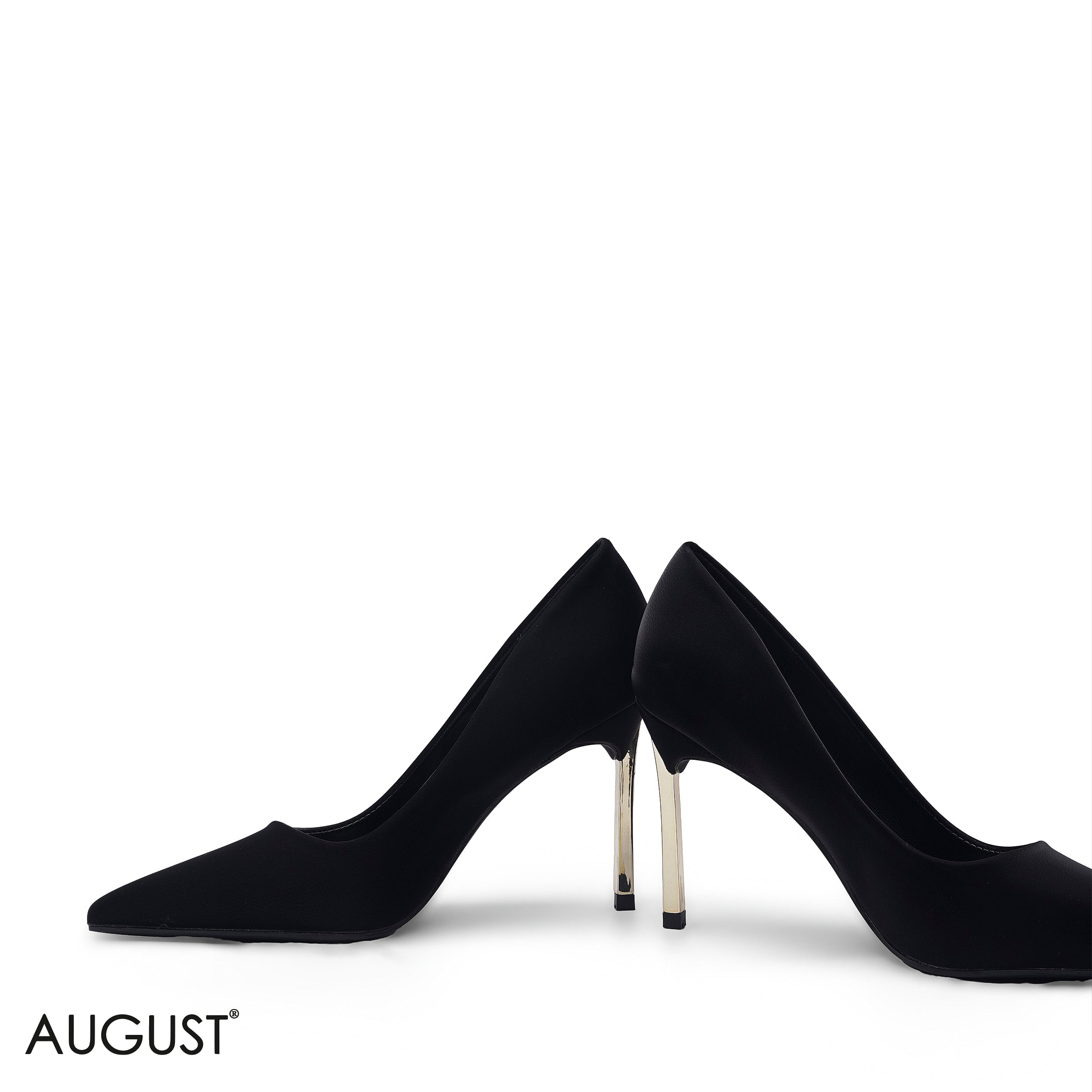 ELEGANT BLACK METALLIC HIGH HEELS