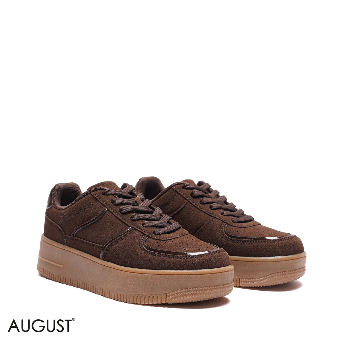 SUEDE METALLIC-TRIM PLATFORM SNEAKERS
