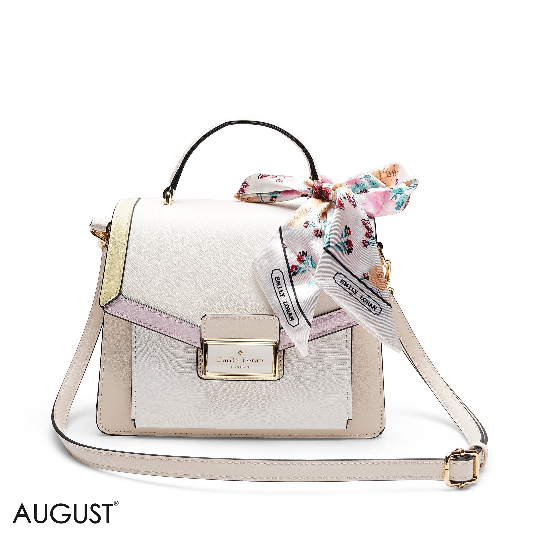 STRUCTURED TOP HANDLE BAG WITH SCARF
