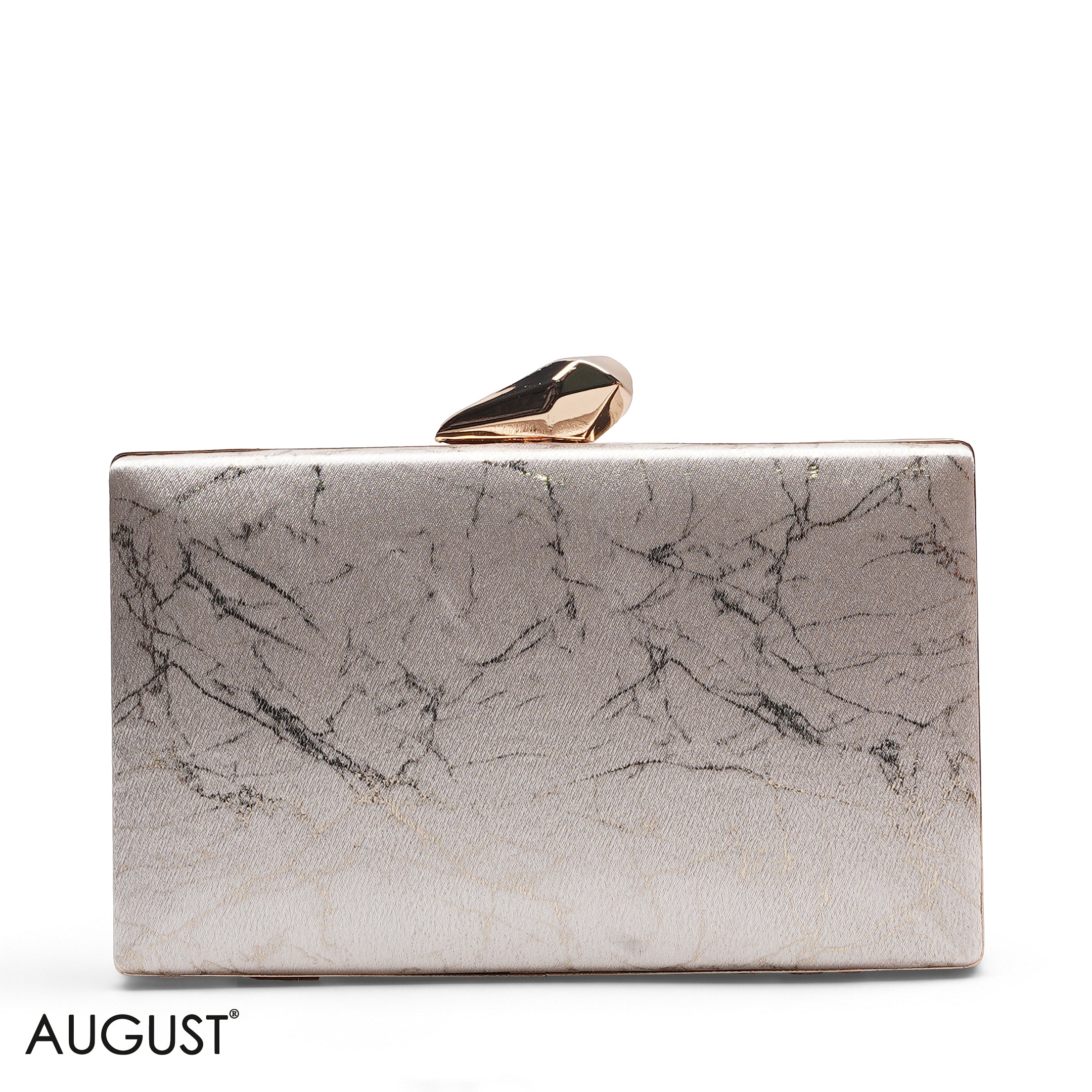 GOLD MARBLE PRINT HARD SHELL BOX CLUTCH BAG