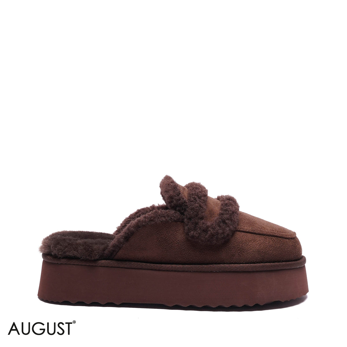 PLATFORM FAUX-FUR SUEDE SLIPPER
