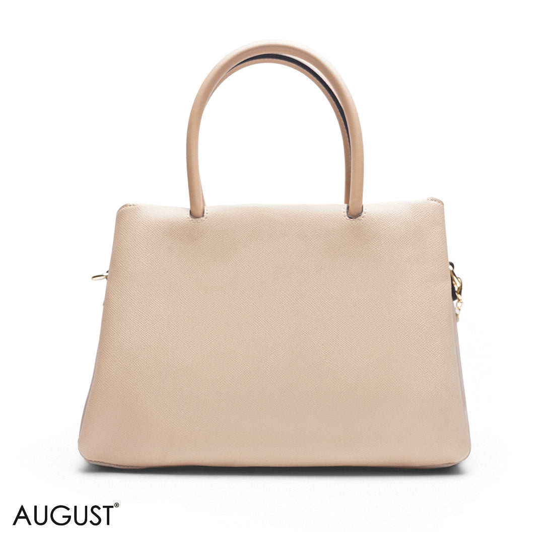 PEACH SOLID BAG WITH FRONT STRAP - MED