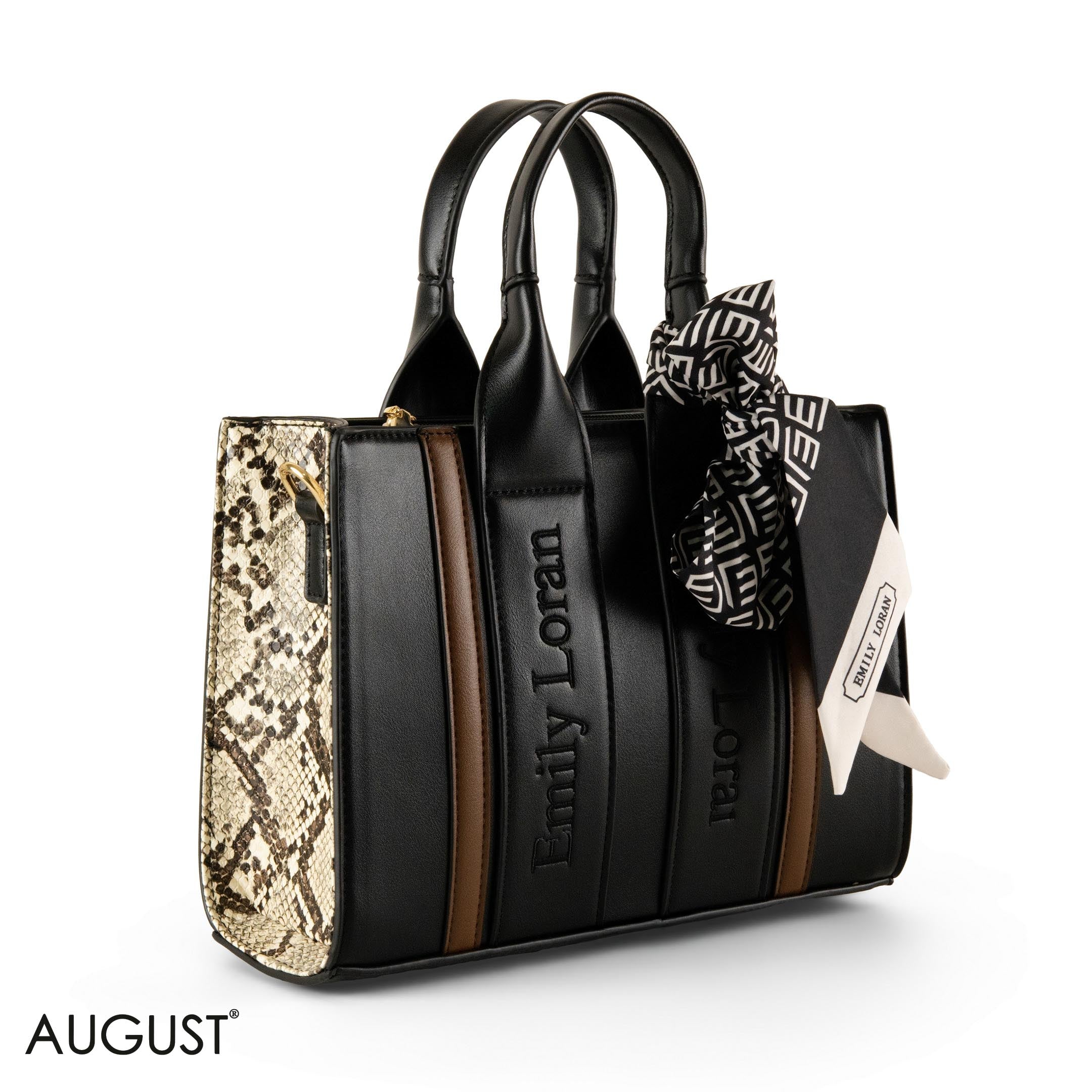 SPECIAL DESIGN LEATHER HANDBAG WITH SCARF - MED