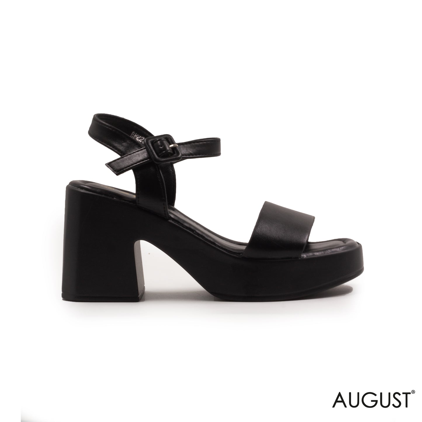 SMOOTH LEATHER HEELED SANDALS WITH BUCKLE