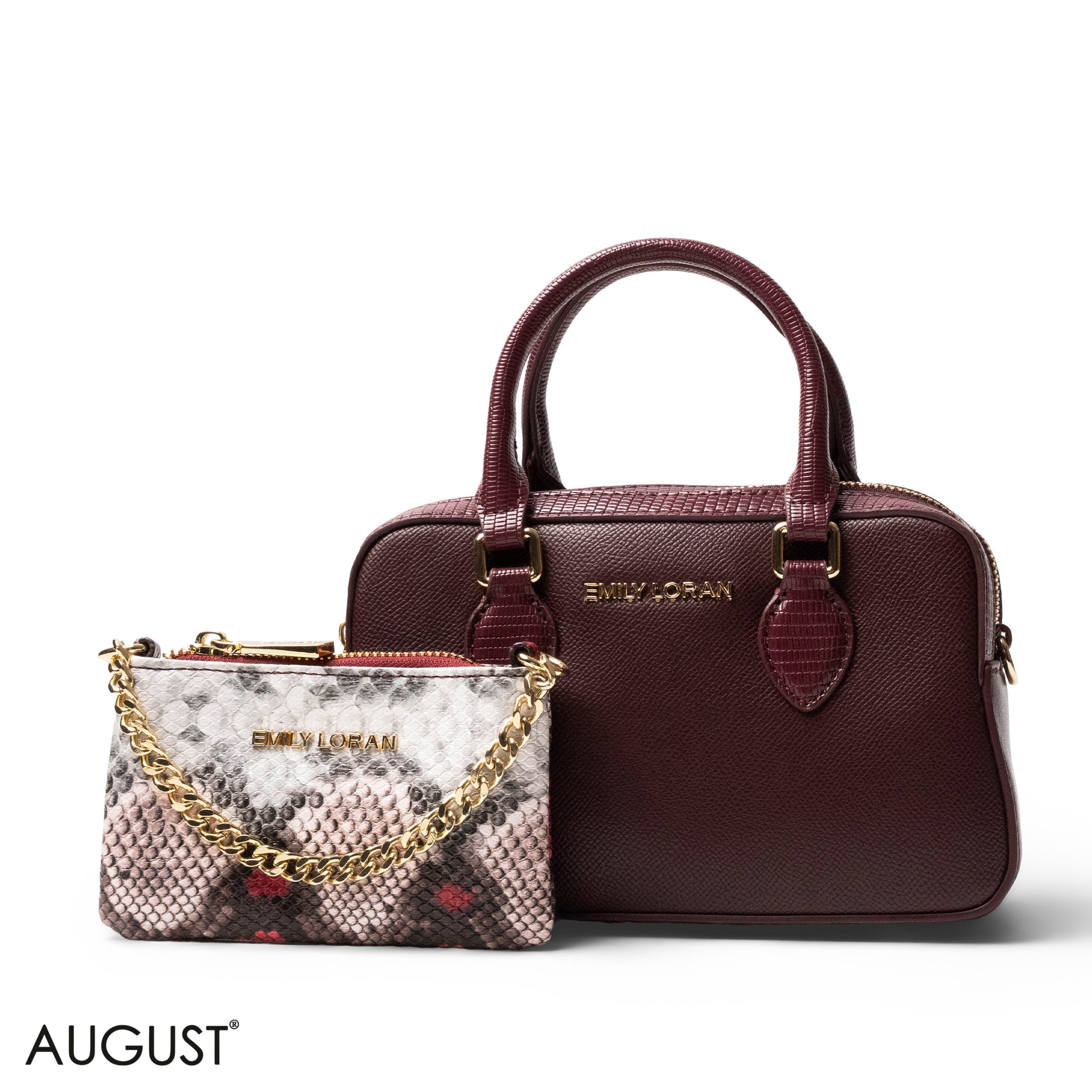 LEATHER HANDBAG WITH MINI WALLET SNAKE -SMALL