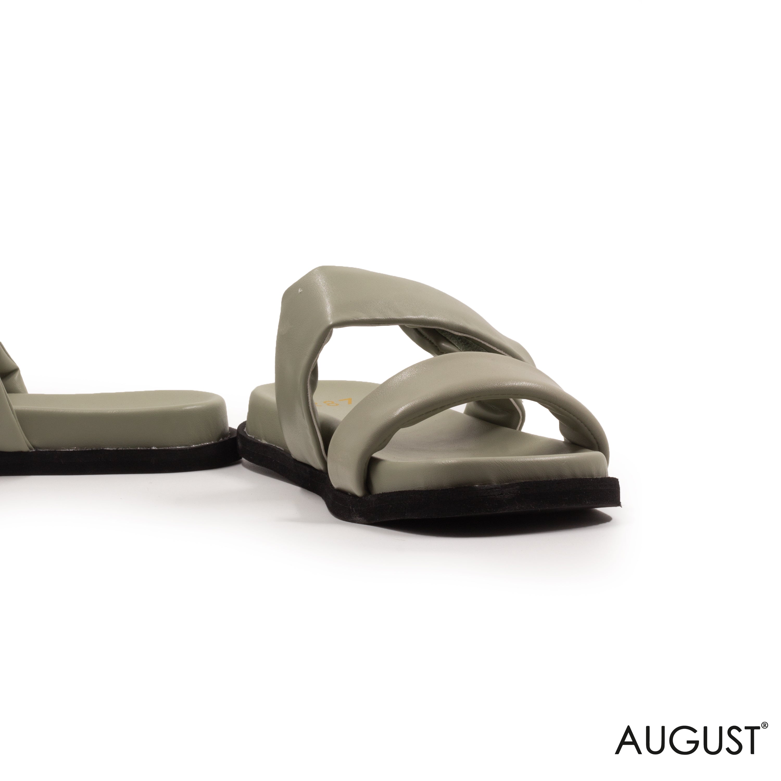 MATTE LIGHT GREEN LEATHER SLIPPERS