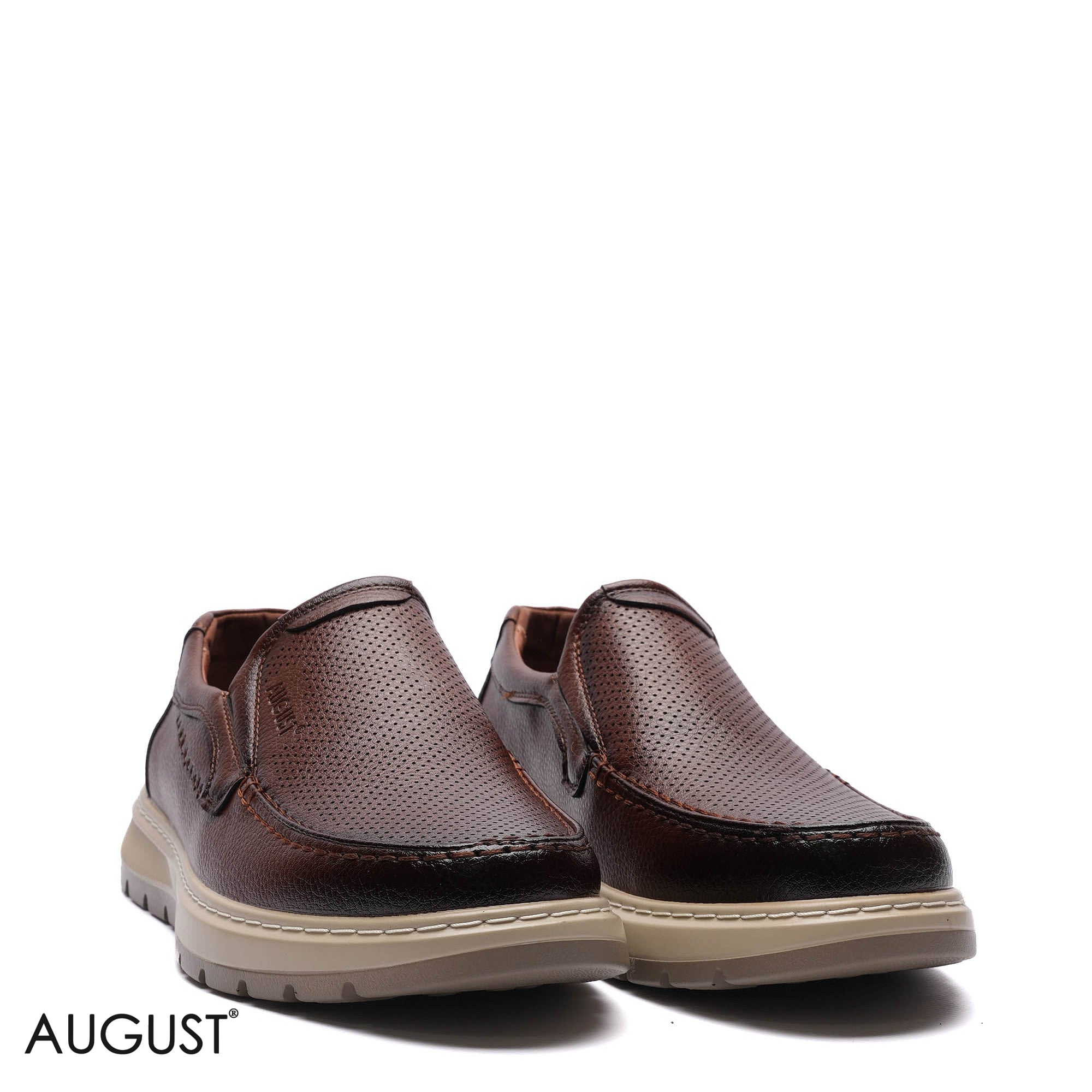 Premium Leather Perforated Slip-Ons
