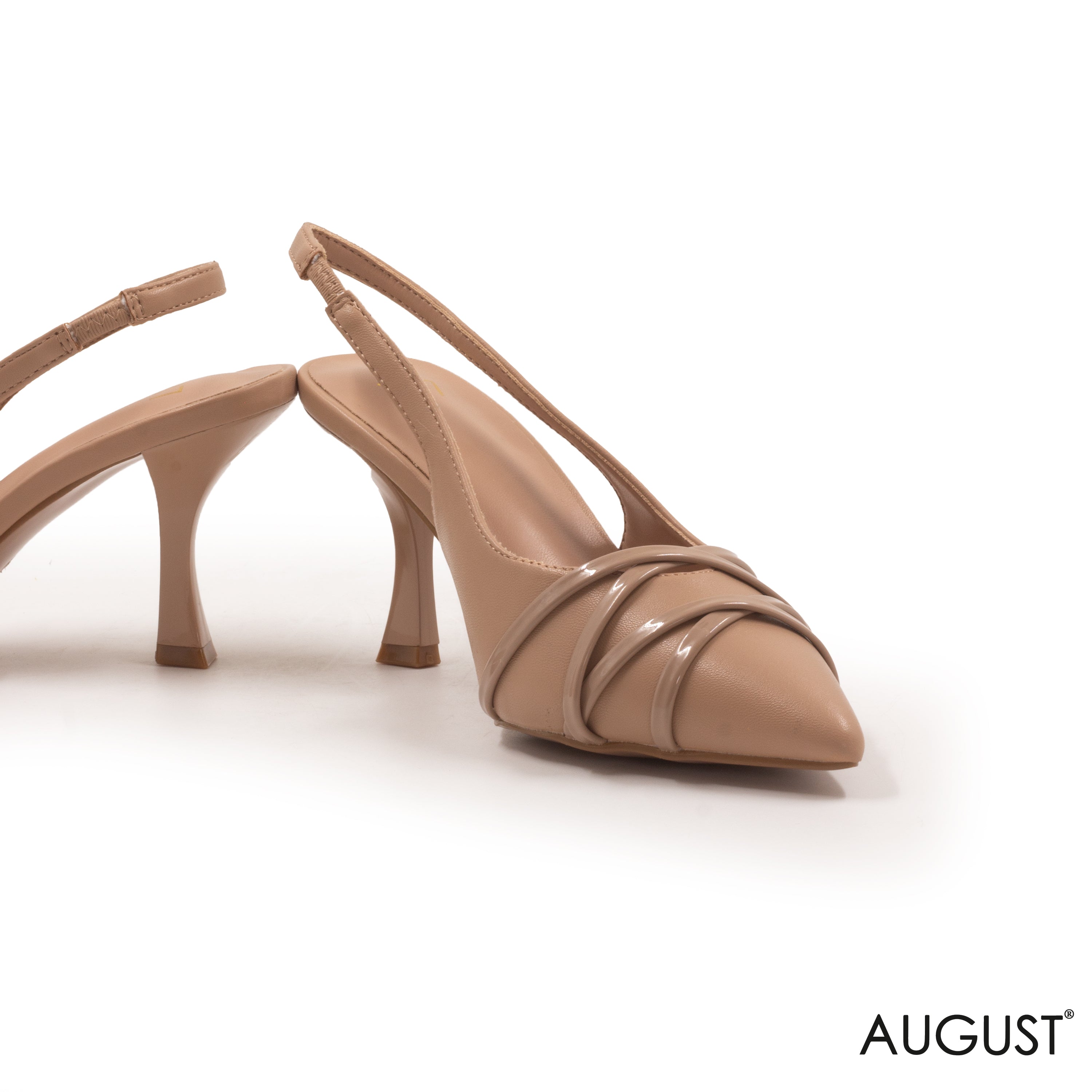 SPECIAL DESIGN BEIGE LEATHER SLINGBACK HEEL SHOES