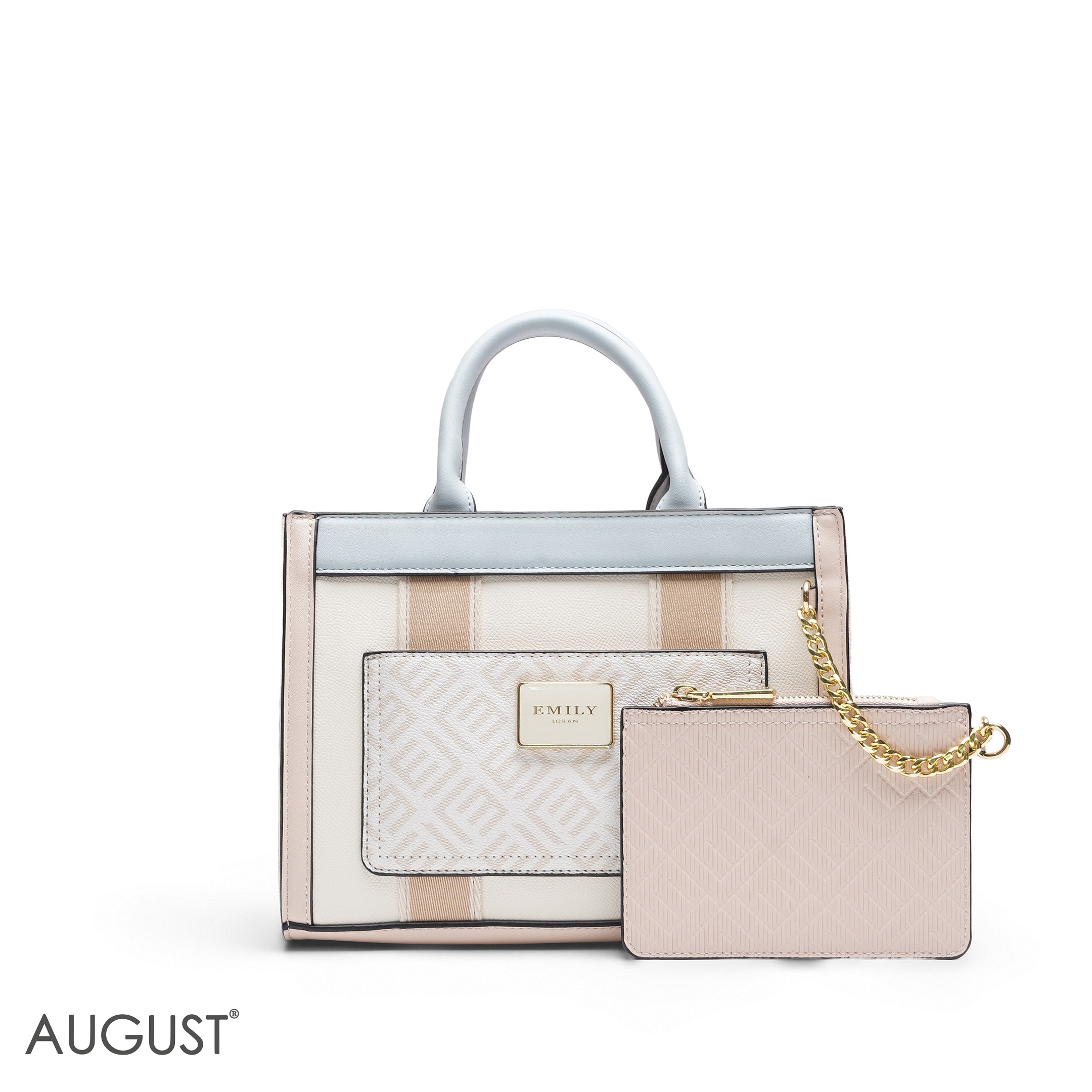 EMILY EMBOSSED LOGO TOTE BAG - MULTI-COLOUR PASTEL - MED