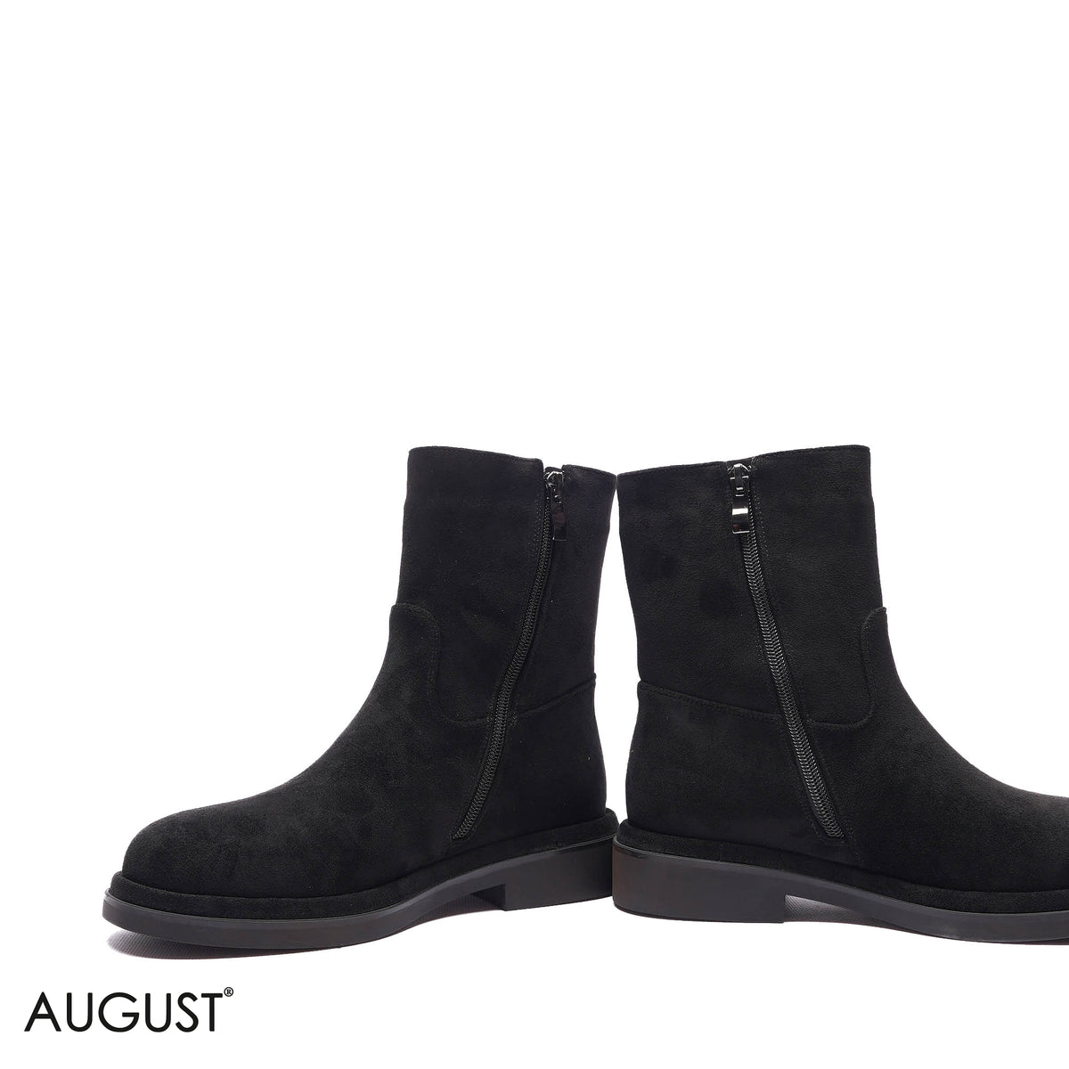 BRAIDED-DETAIL SUEDE FLAT BOOTS