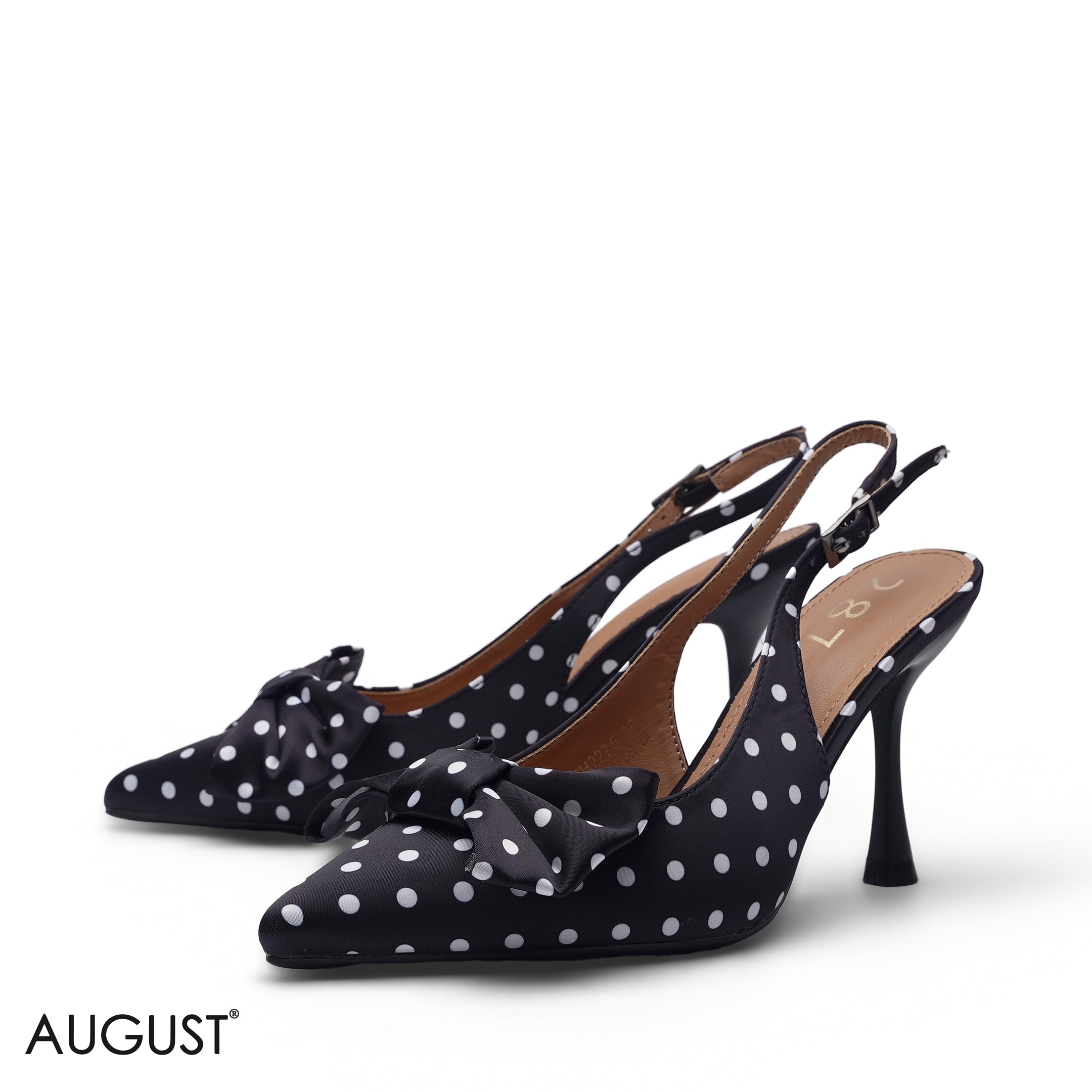 BLACK & WHITE POLKA DOT BOW SLINGBACK
