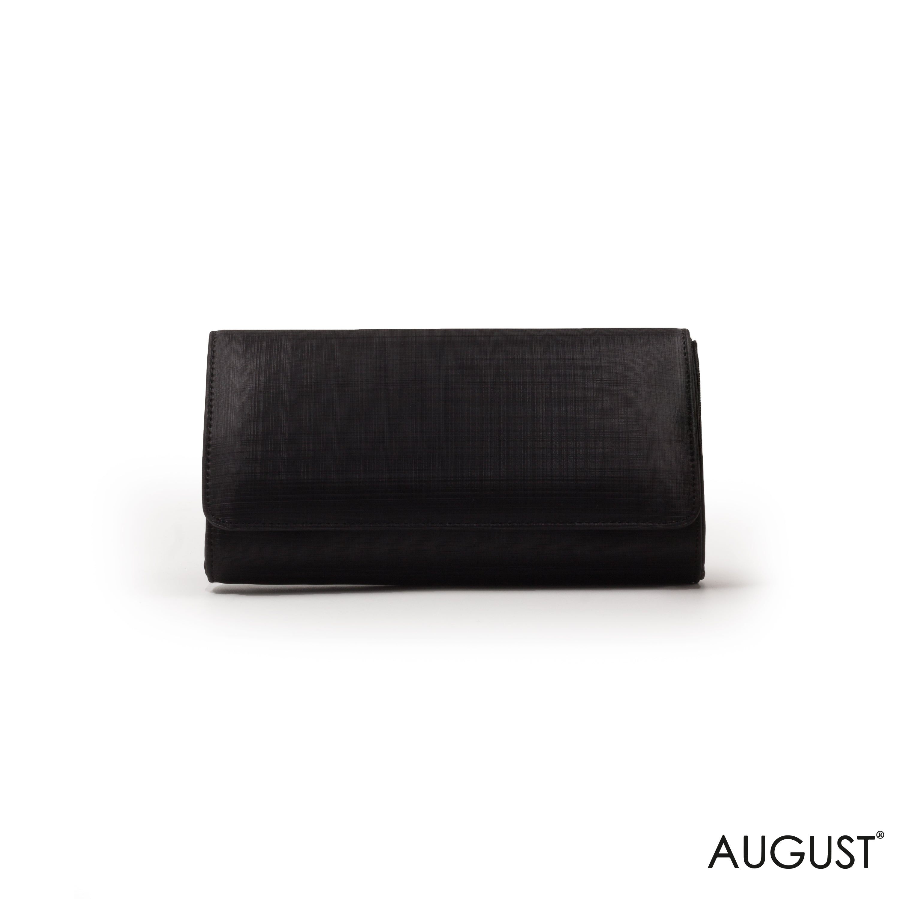 BLACK SMOOTH FABRIC WALLET WITH FLAP