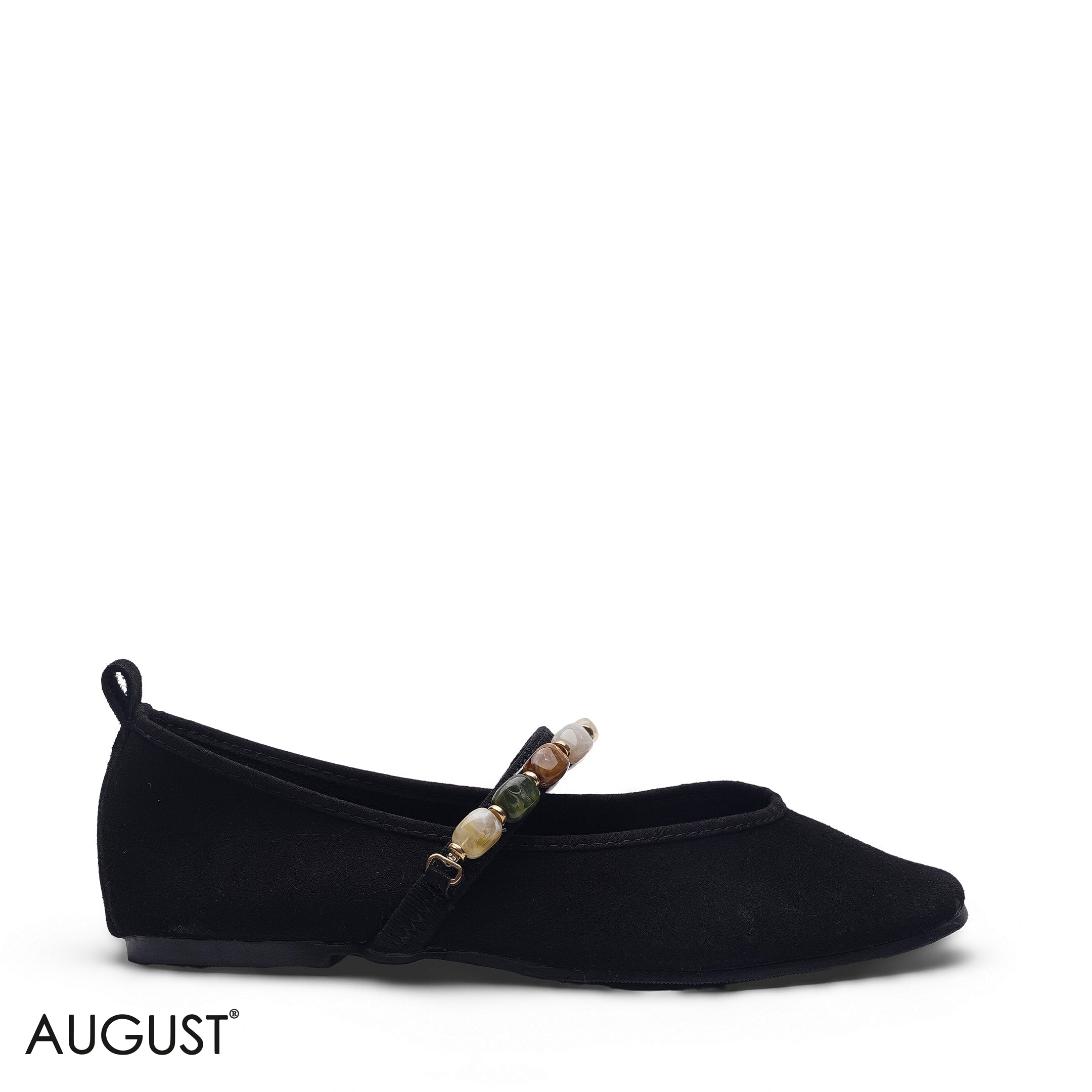 ELEGANT ALL-BLACK GEM EMBELLISHED FLAT LOAFER