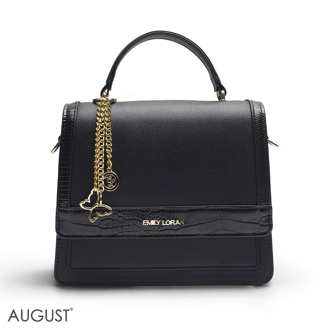 BLACK CROCODILE SATCHEL BAG