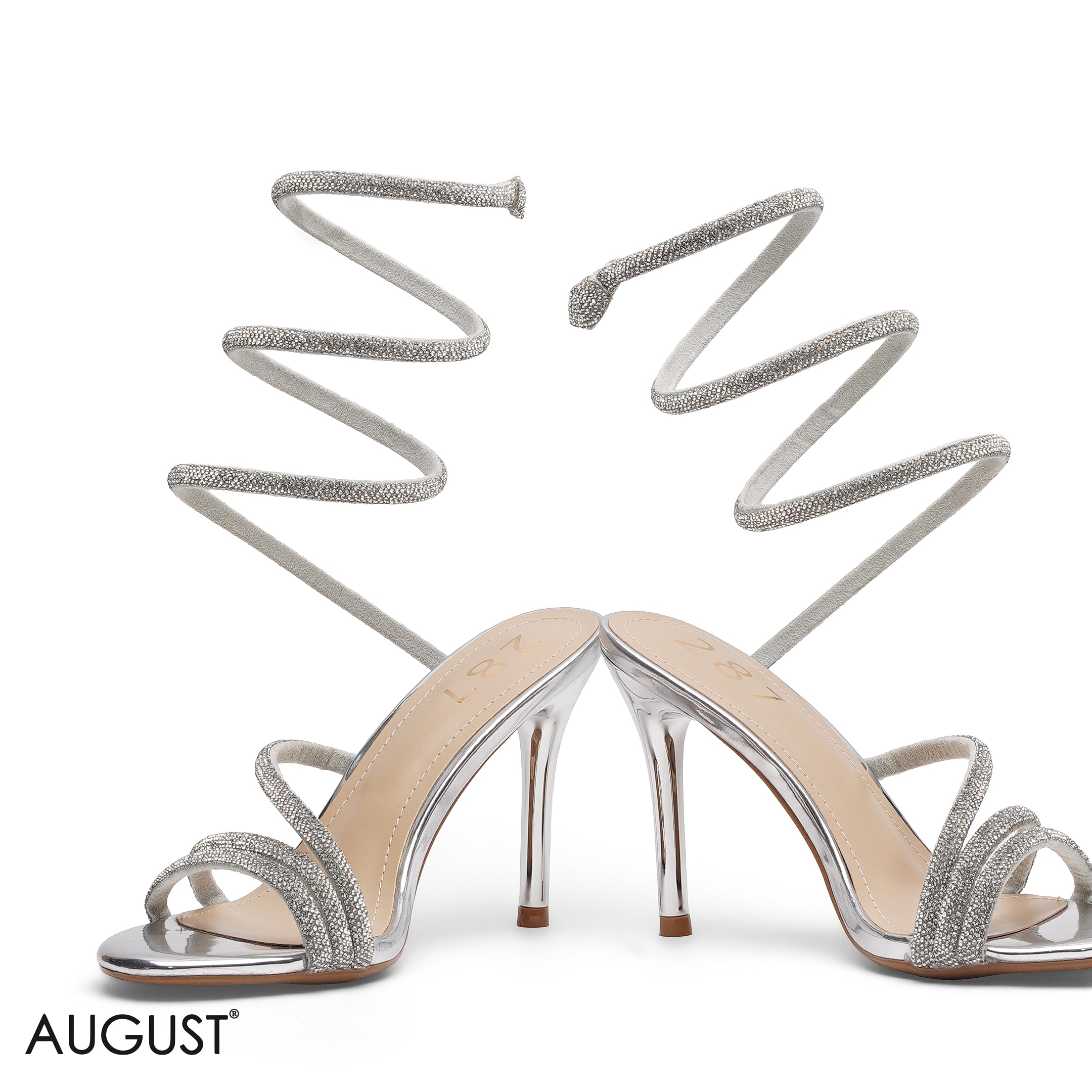 SILVER SNAKE TEXTURE POINTED TOE SLINGBACK HEELS