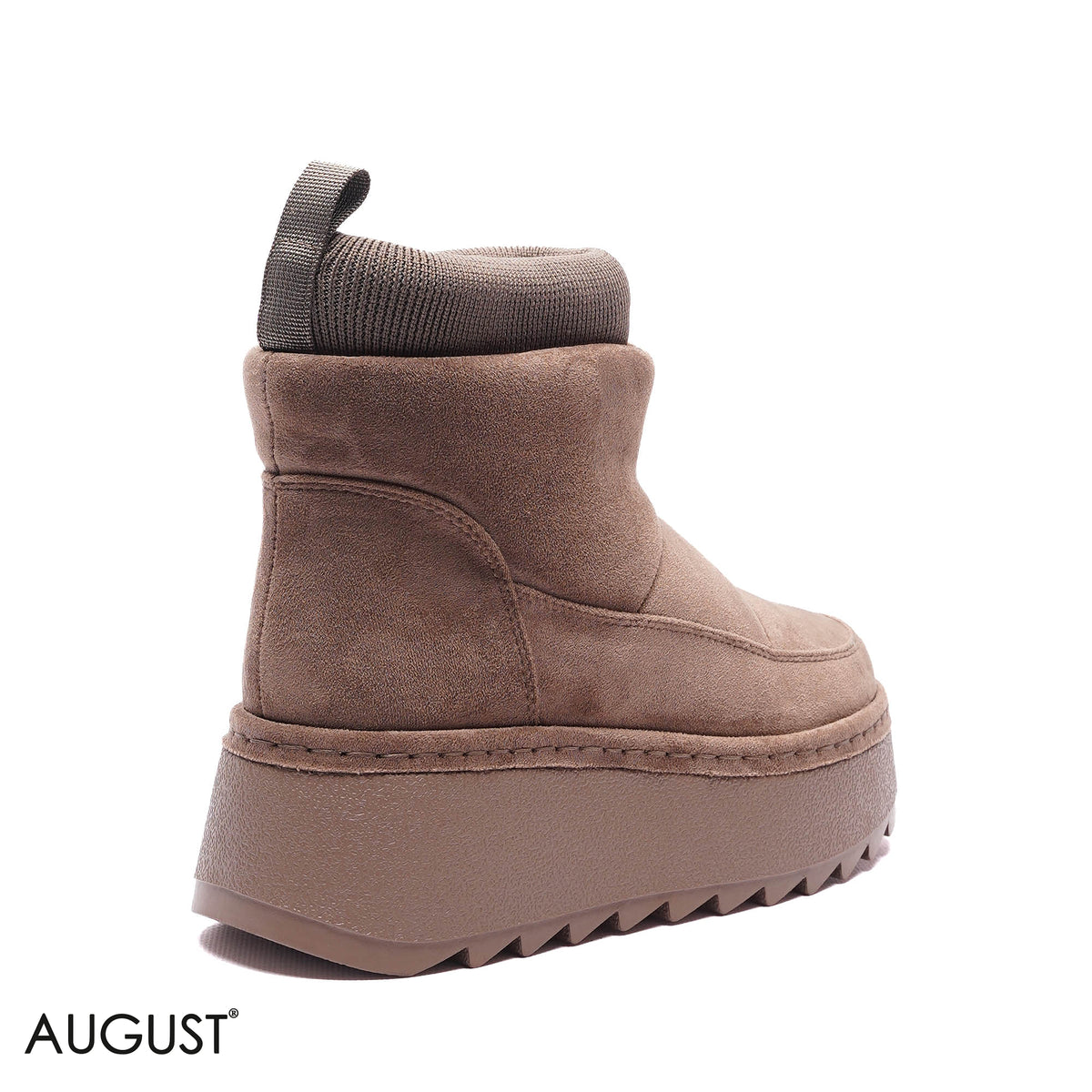 PLATFORM KNIT-COLLAR SUEDE BOOTS