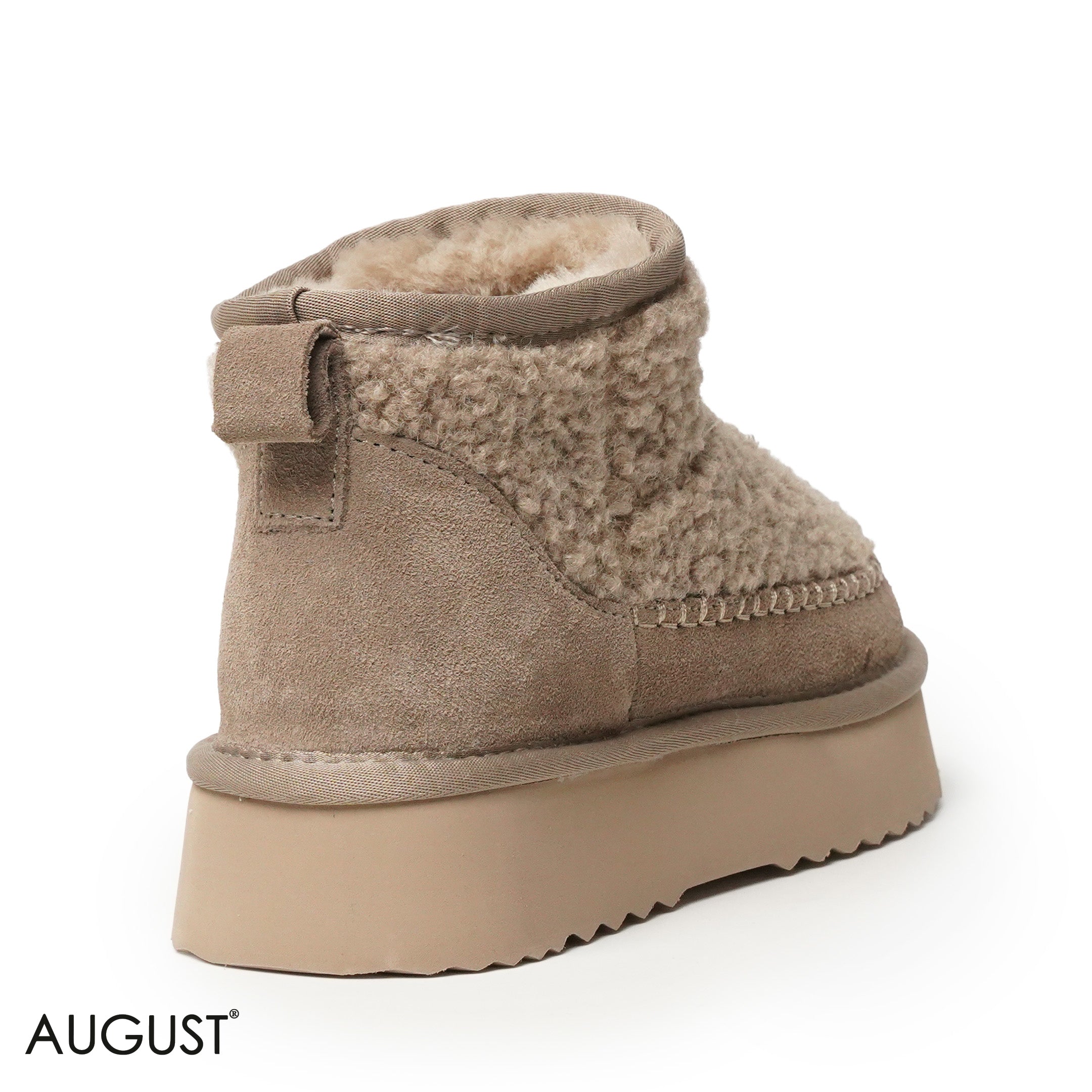 TAUPE SUEDE LEATHER UGGS WITH FUR TOUCH