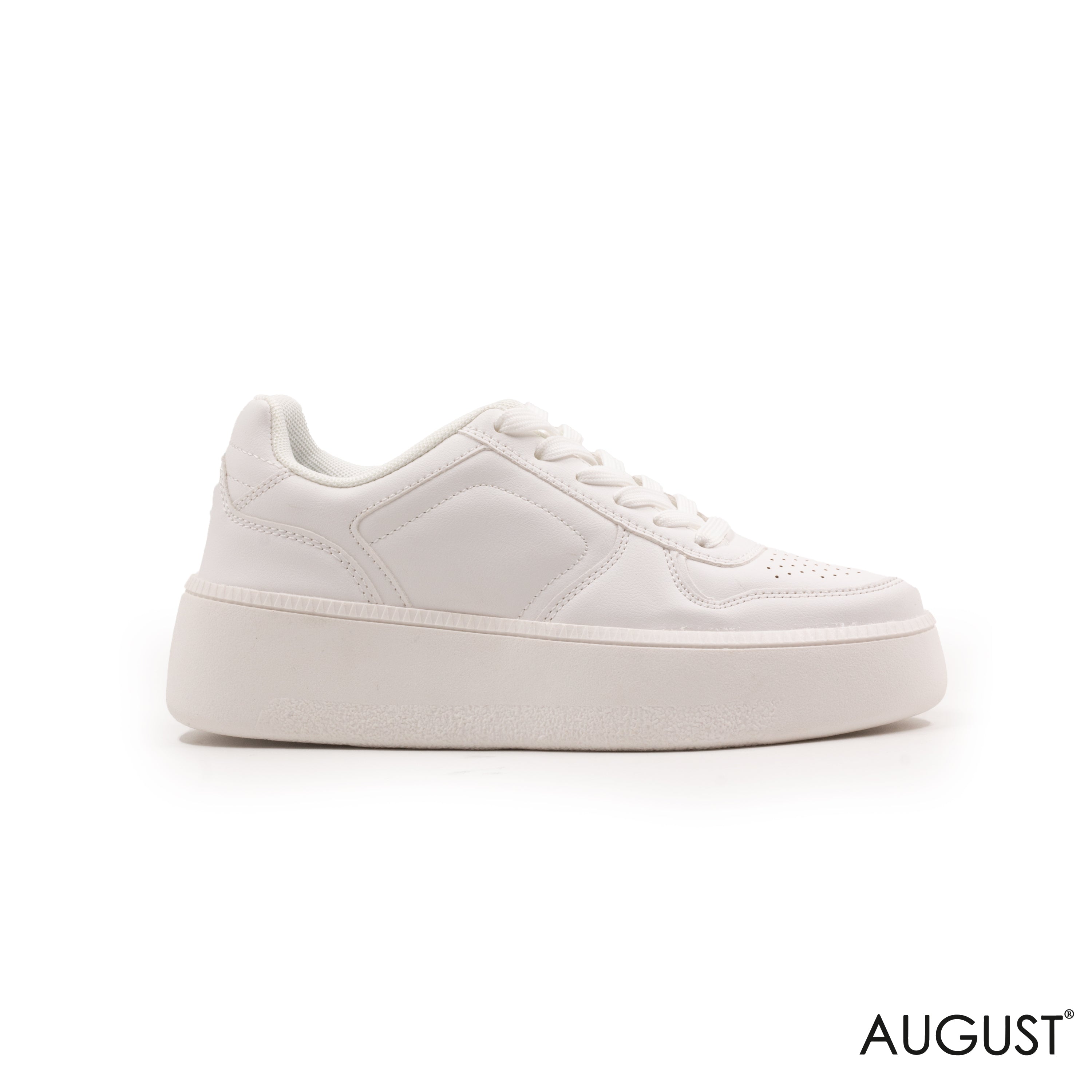 WHITE LEATHER SNEAKERS WITH THICK SOLE