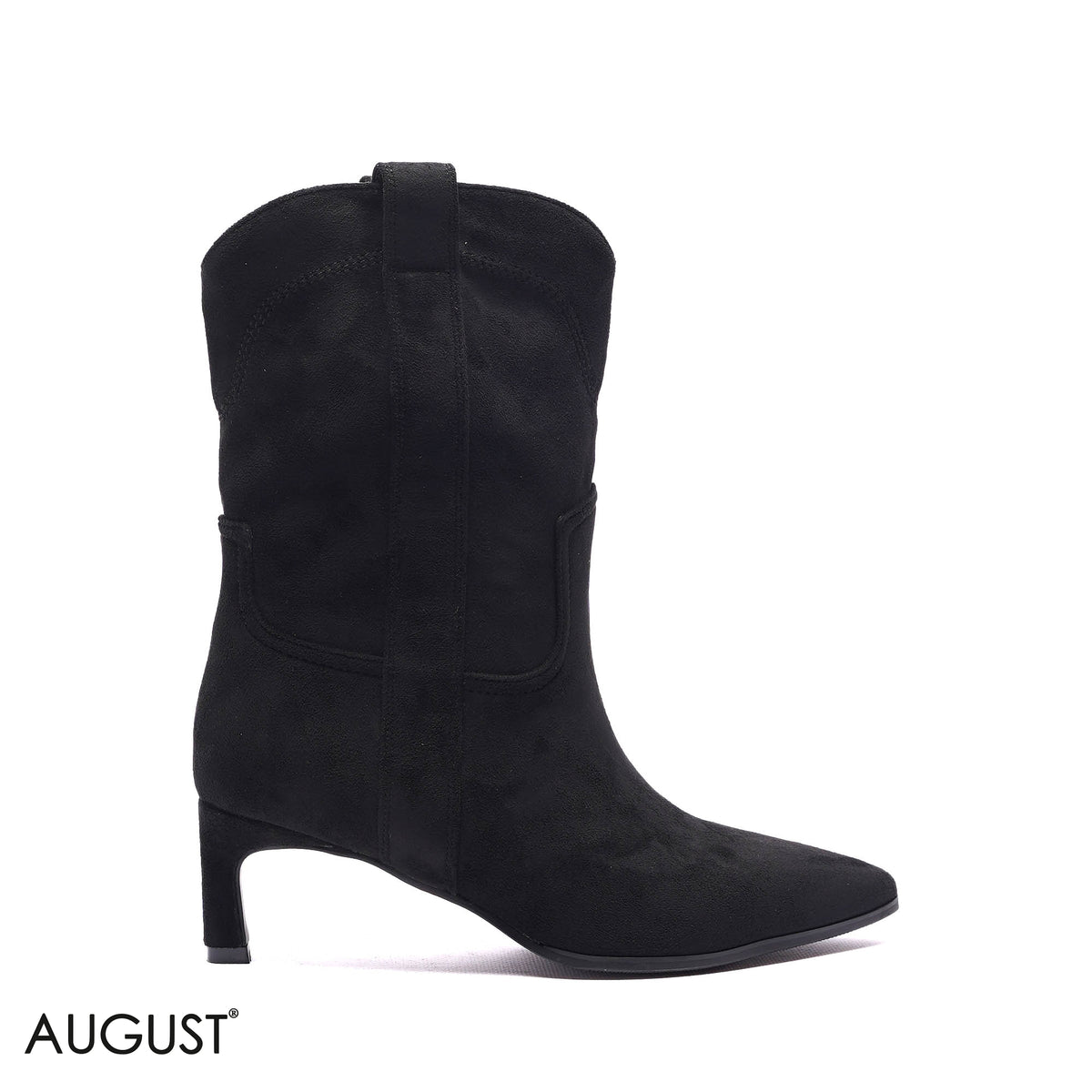 WESTERN-INSPIRED SUEDE KITTEN-HEEL BOOTS