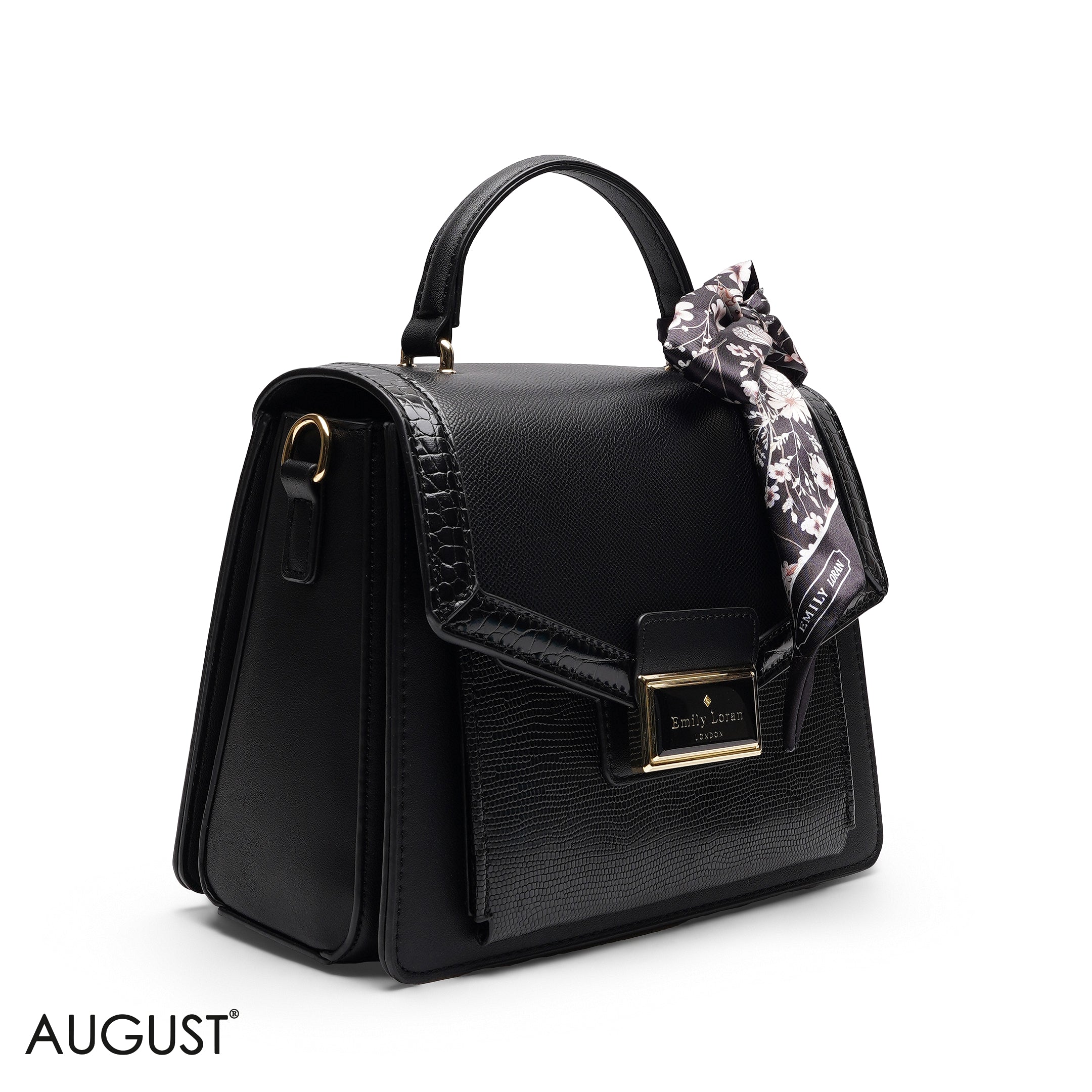 STRUCTURED TOP HANDLE BAG WITH SCARF