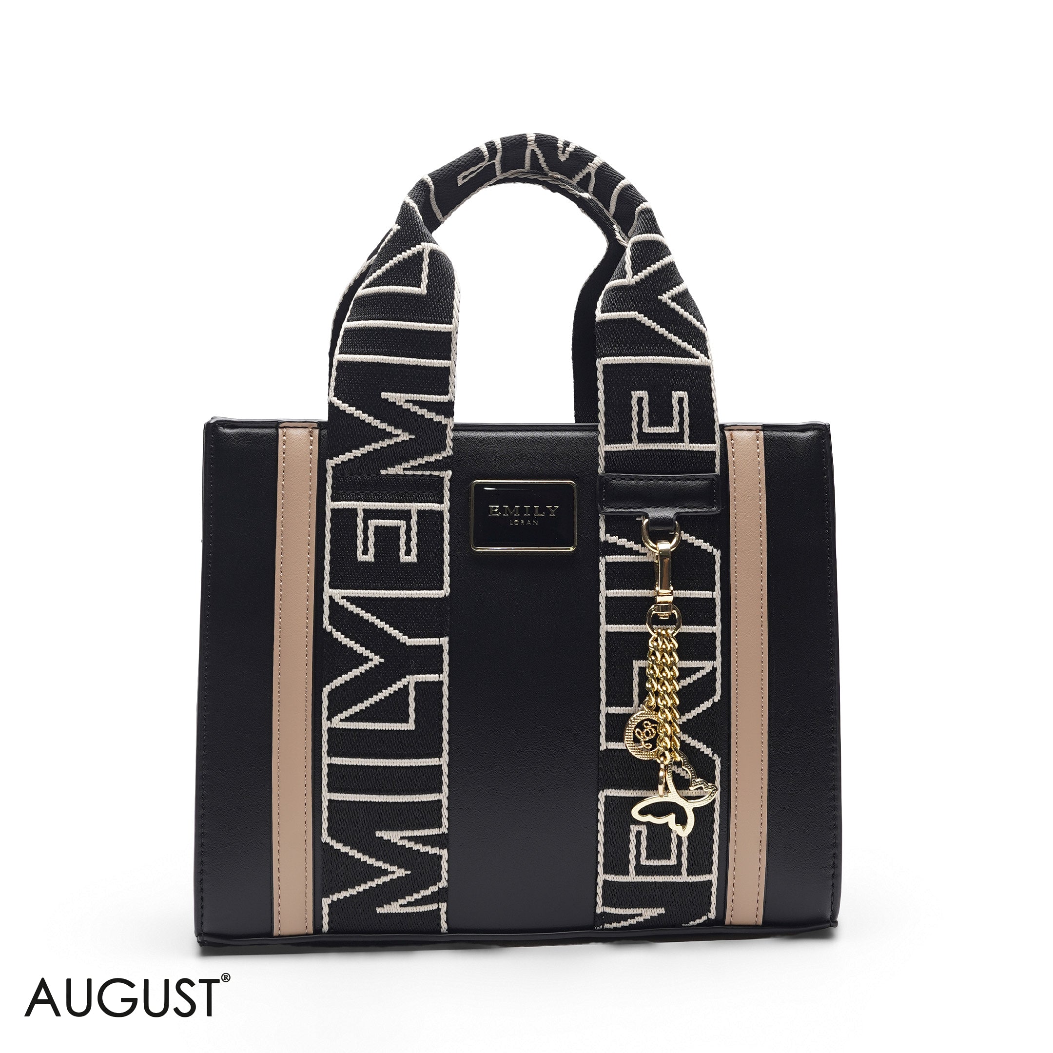 BLACK TOTE BAG WITH SCARF HANDLE - MED