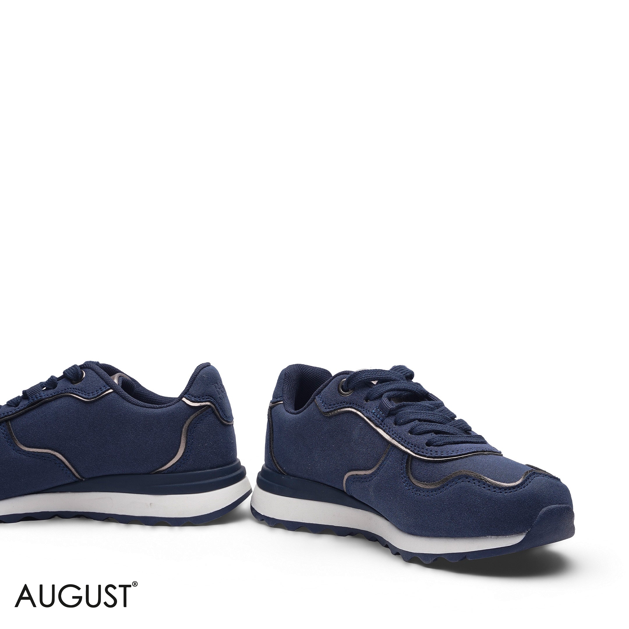 ELEGANT NAVY BLUE SUEDE METALLIC SNEAKER