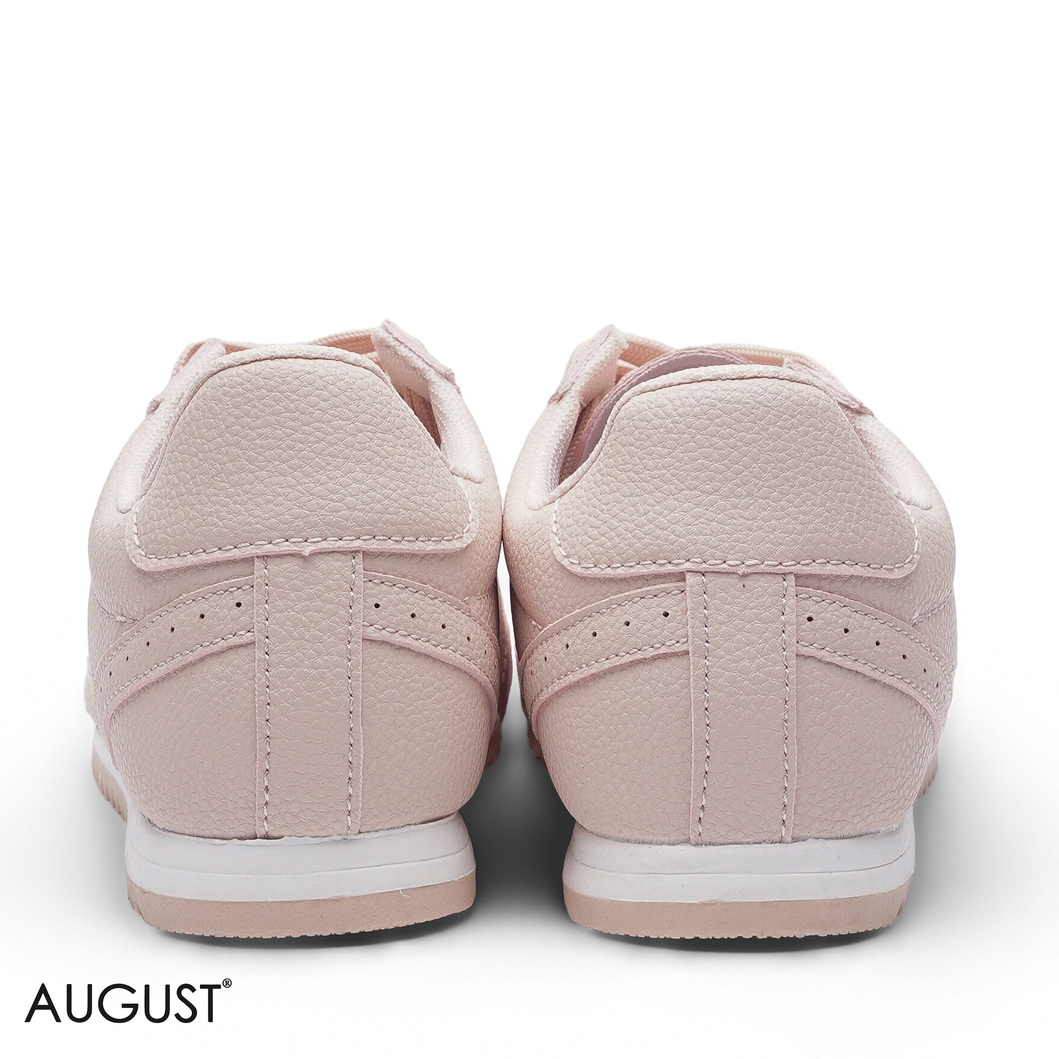ELEGANT PASTEL PINK GRAINED LEATHER SNEAKER