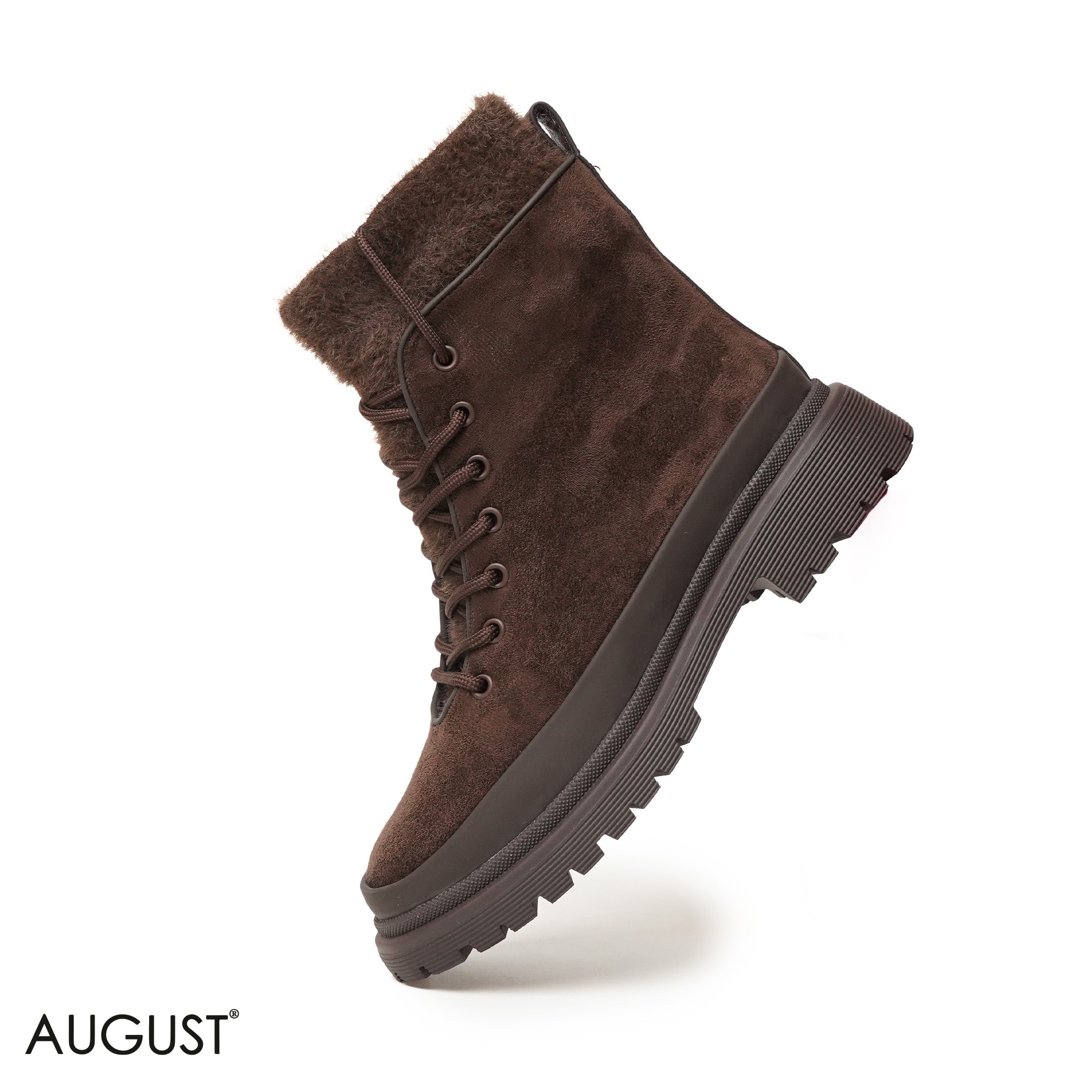 BROWN CHAMOIS LEATHER ANKLE BOOTS WITH BOND