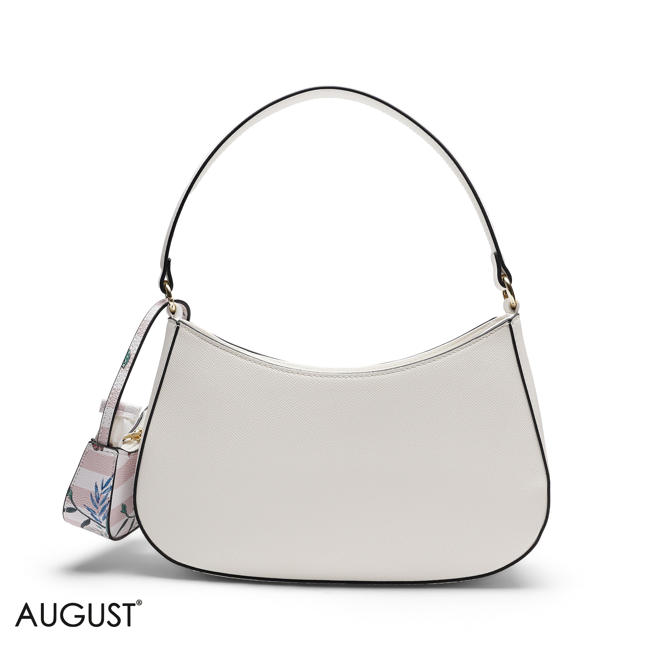 WHITE SHOULDER HOBO BAG WITH FLORAL MINI BAG