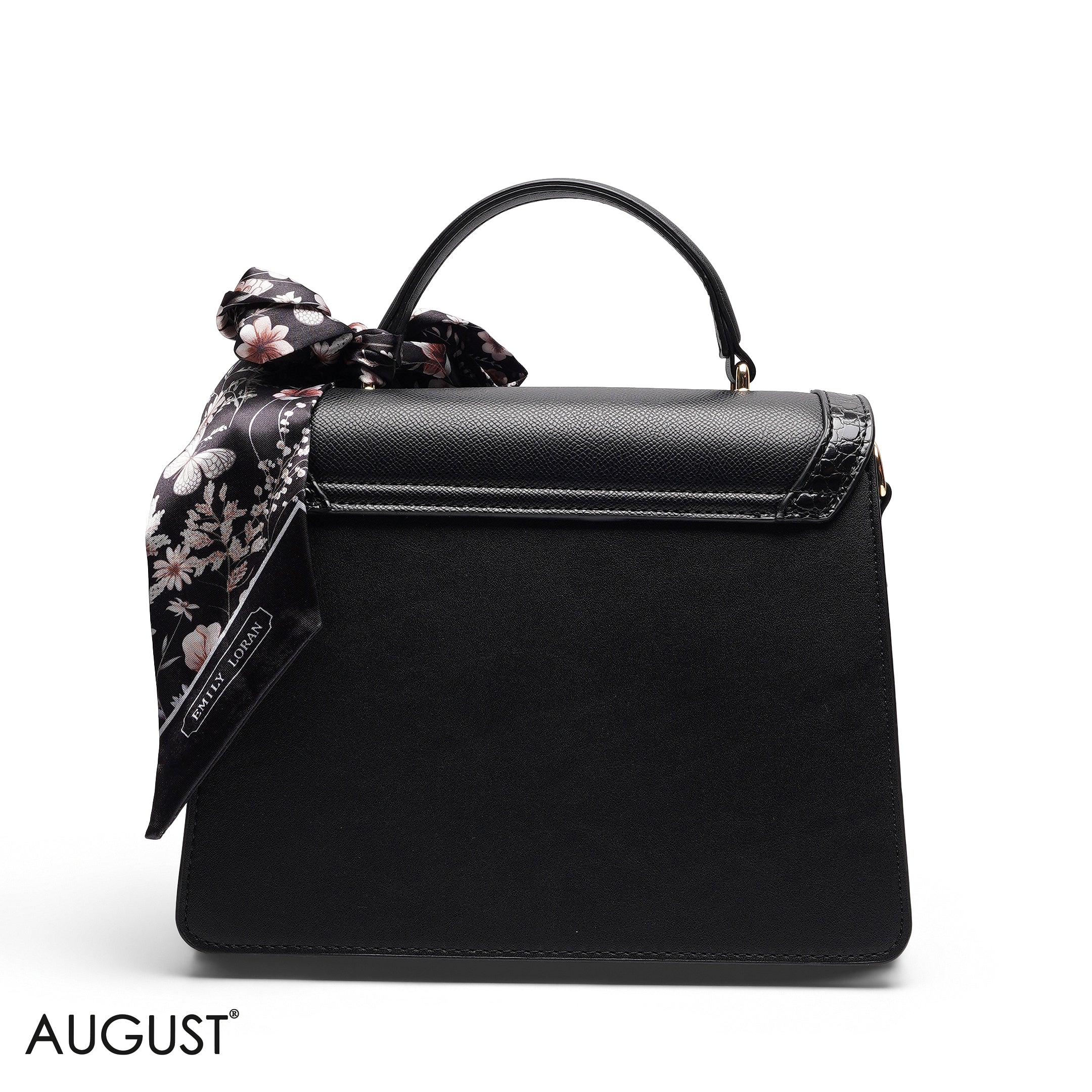 STRUCTURED TOP HANDLE BAG WITH SCARF
