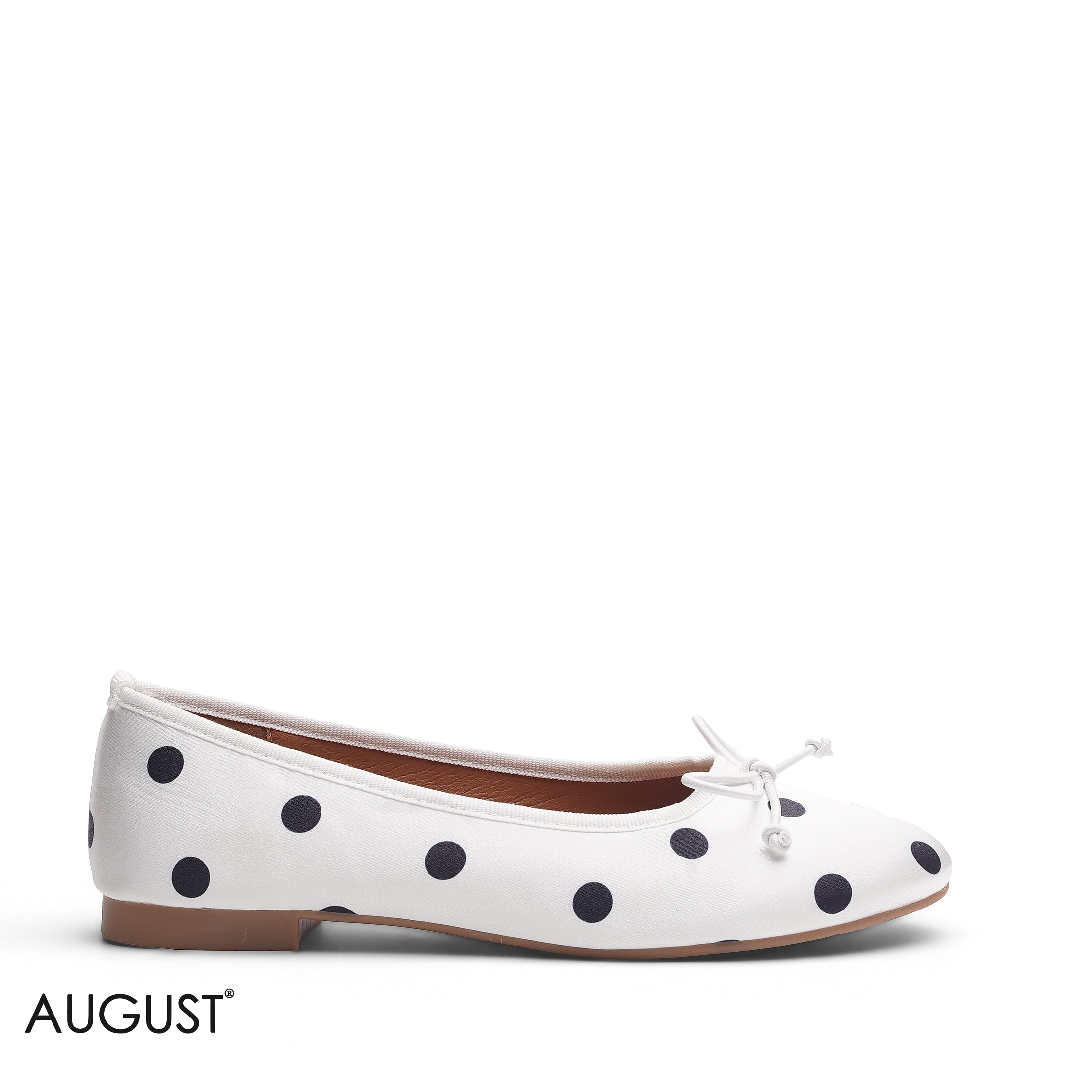 WHITE POLKA DOT FABRIC BALLET FLATS